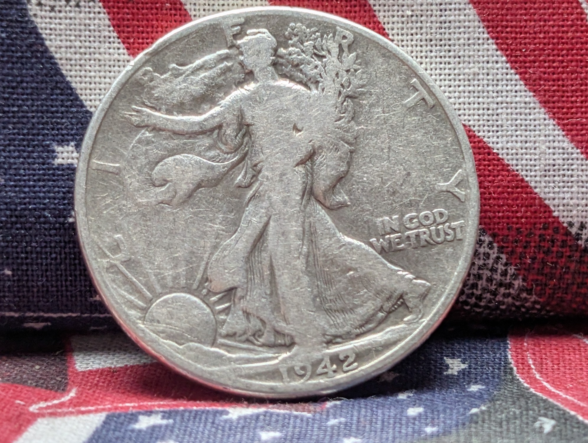 1942 Walking Liberty Half Dollar, (WWII ERA) 90% Silver, 84 Years old