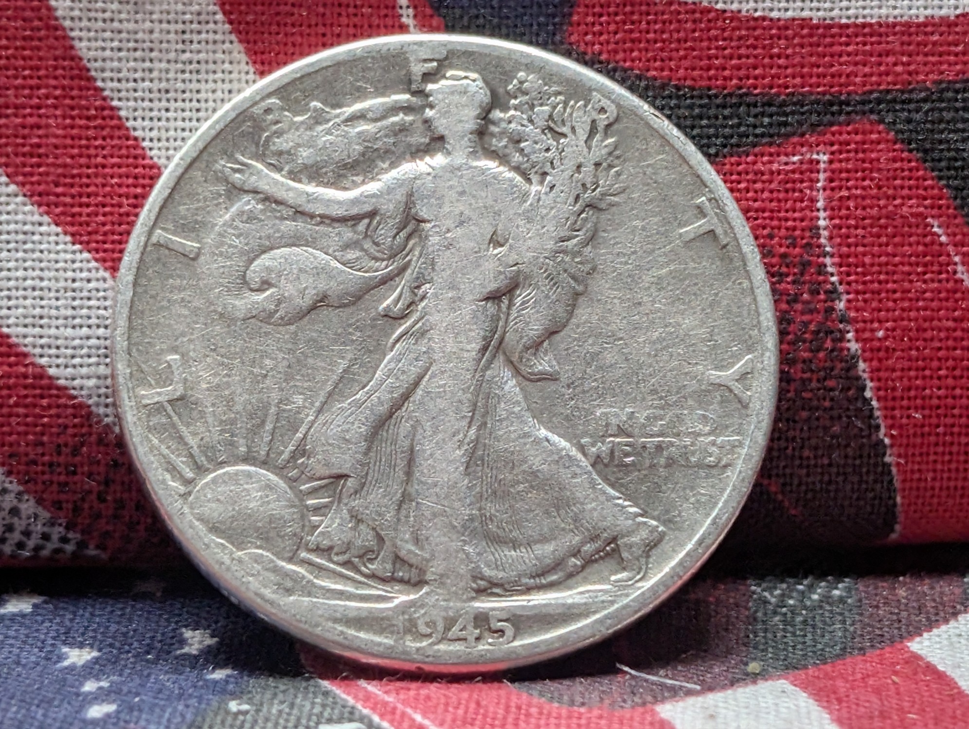 1945 Walking Liberty Half Dollar, (WWII ERA) 90% Silver, 81 Years old