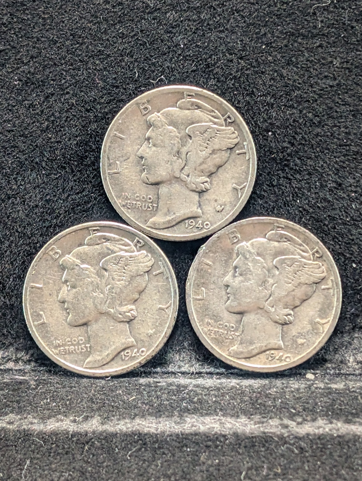 1940 P, D, & S Mercury 90% Silver Dimes - Complete Year Set!