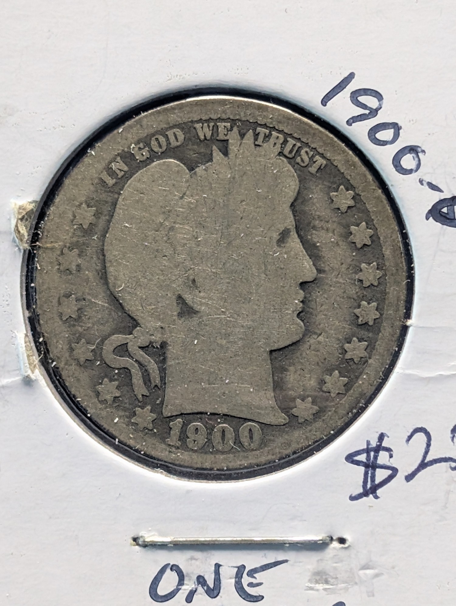 1900-O Barber 90% Silver Quarter - 126 Years Old!