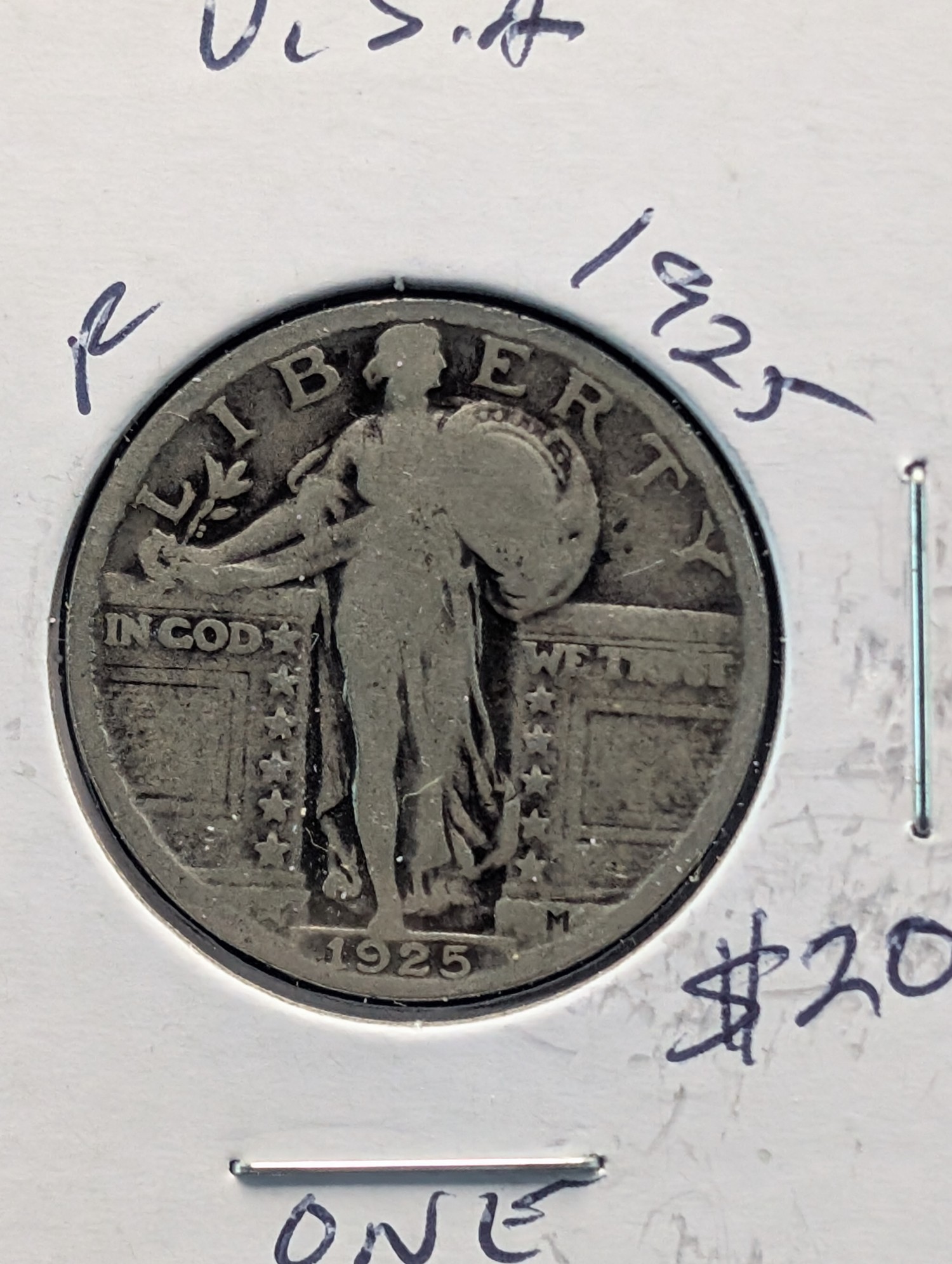 1925 Standing Liberty 90% Silver Quarter - Over 100 Years Old!