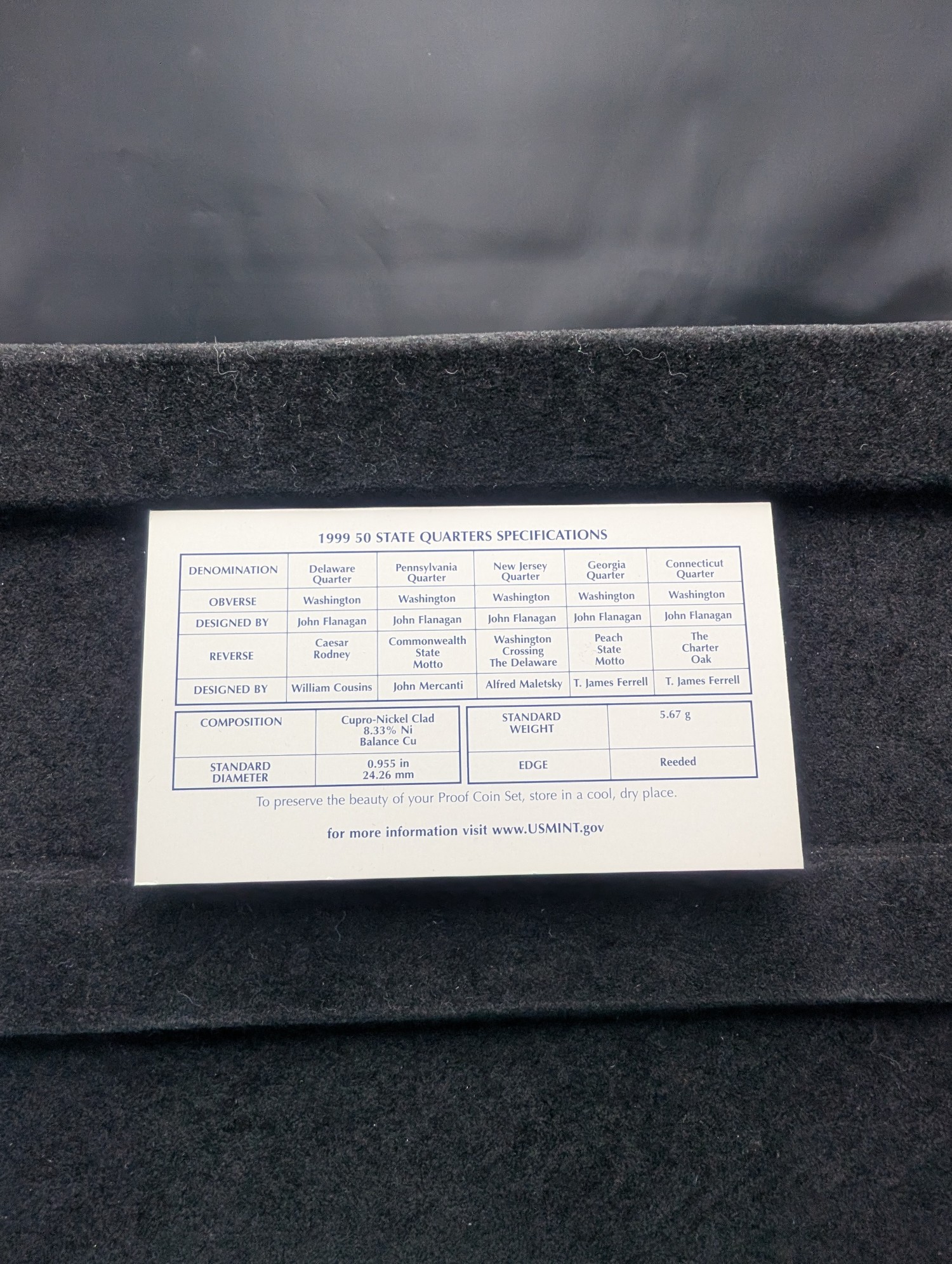 1999-S & 2001-S U.S. Mint State Quarter Proof Sets In OGP w/ COA - Includes First Year of State Quarters!