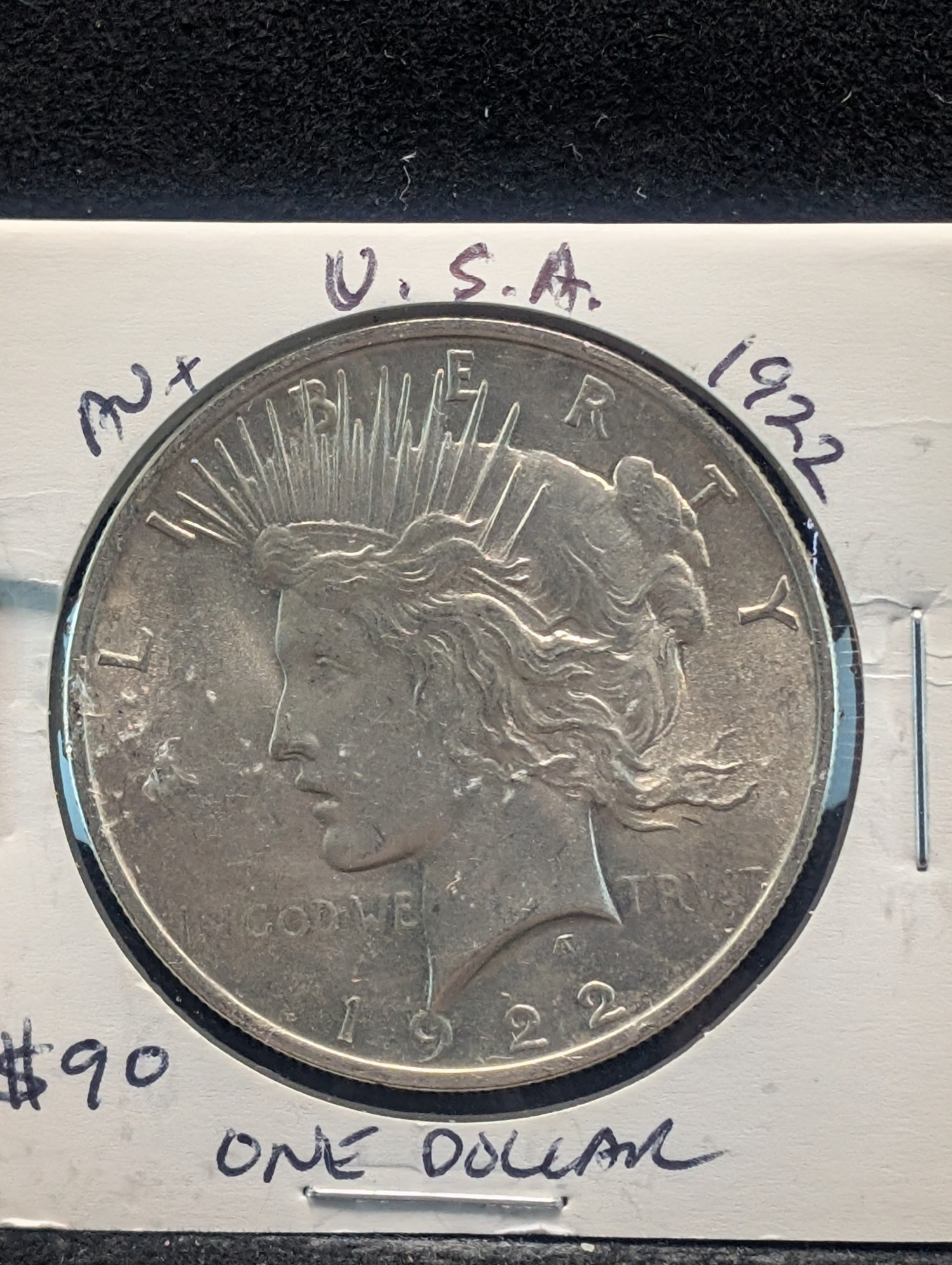 1922 Peace 90% Silver Dollar
