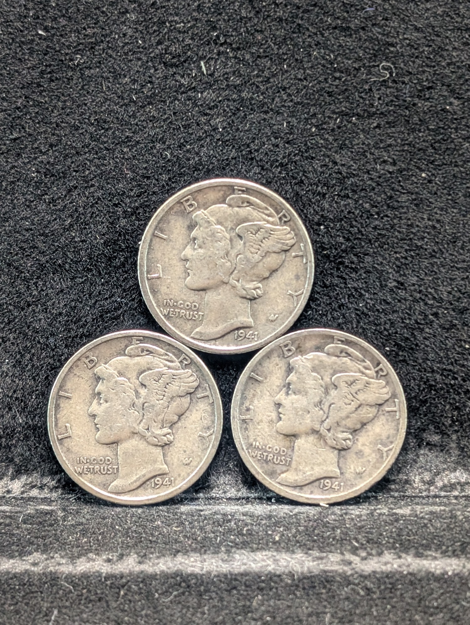 1941 P, D, & S Mercury 90% Silver Dimes - Complete Year Set!