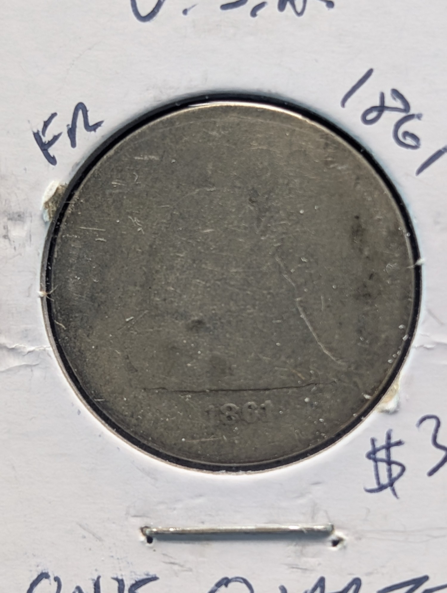 1861 Seated Liberty 90% Silver Quarter - 165 Years Old!