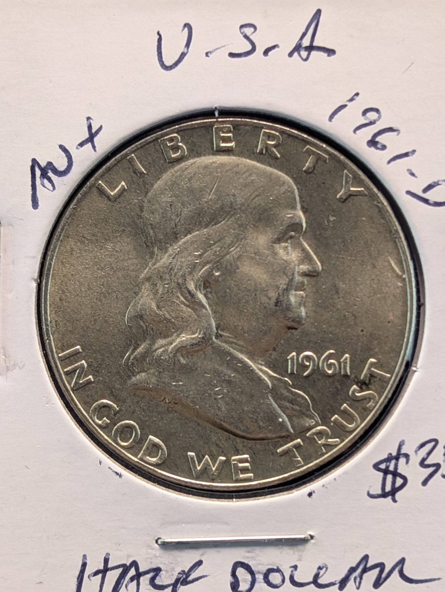 1961-D Franklin 90% Silver Half Dollar - Vietnam War Era!