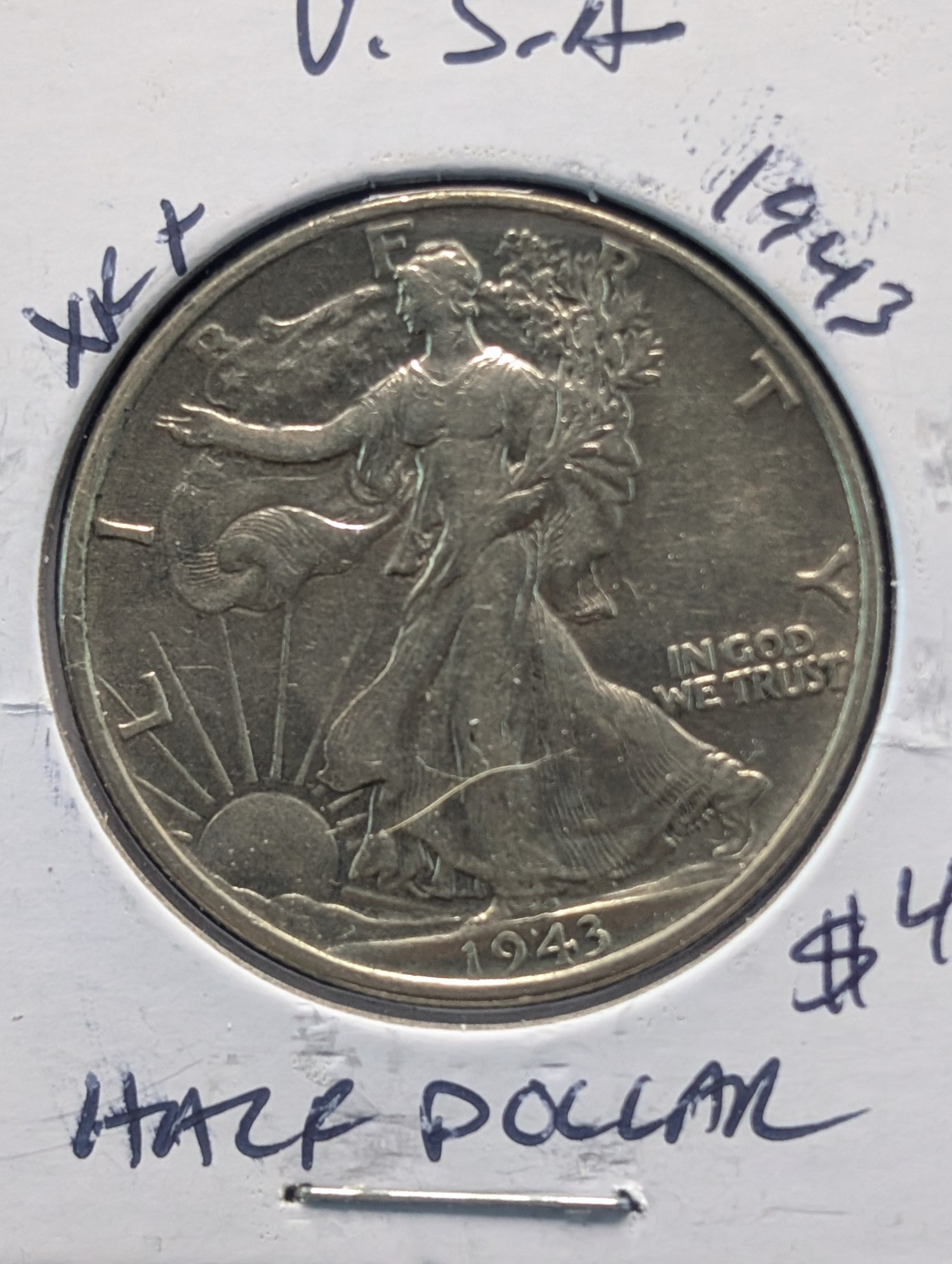 1943 Walking Liberty 90% Silver Half Dollar - WWII Era!