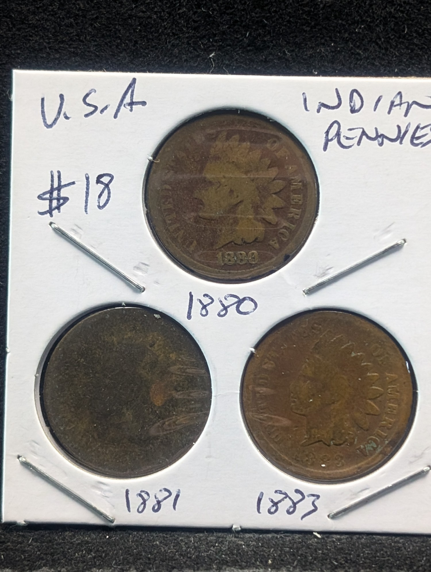 1880, 1881, & 1883 Indian Head Cents