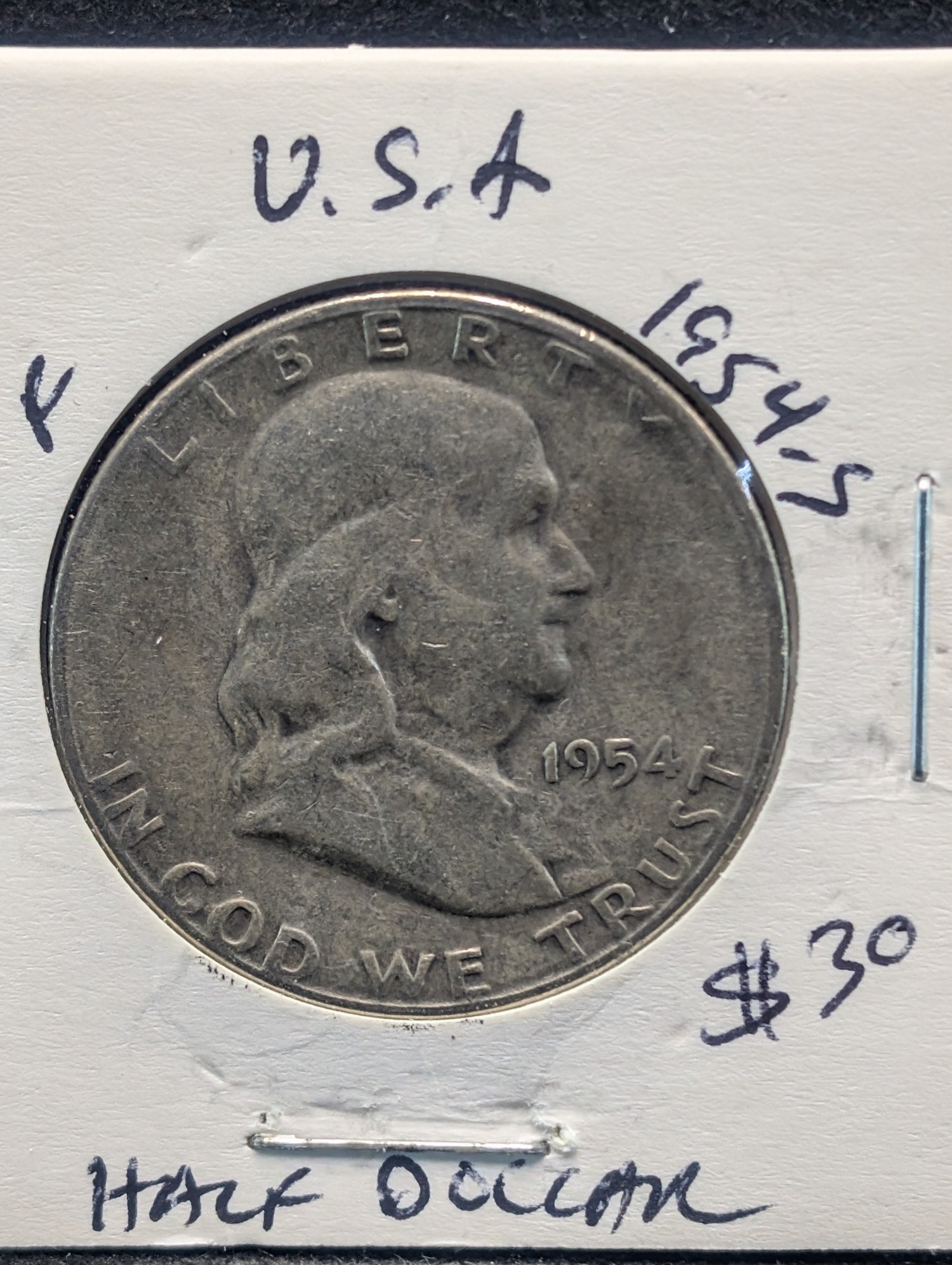 1954-S Franklin 90% Silver Half Dollar - Vietnam War Era!