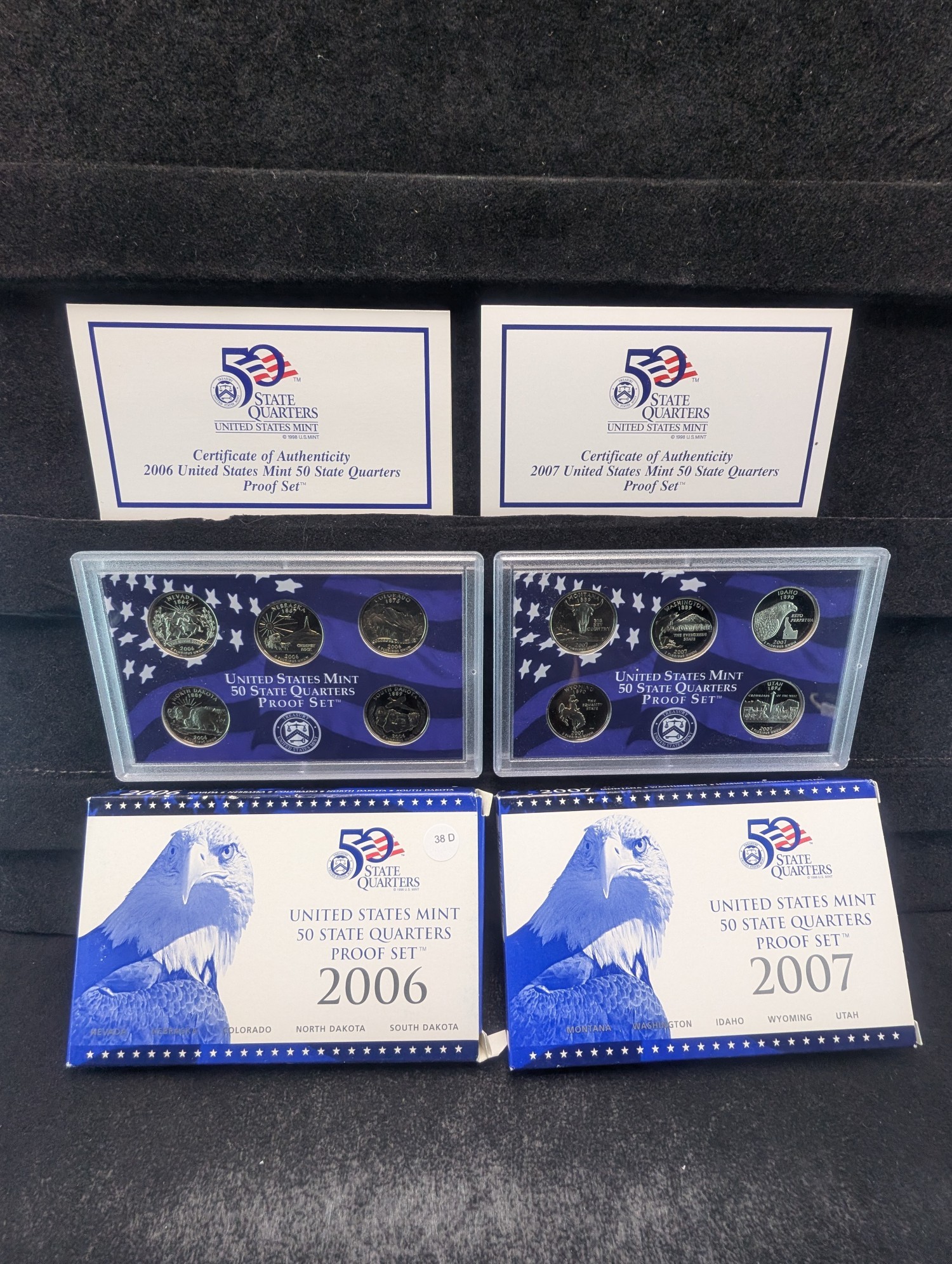 2006-S & 2007-S U.S. State Quarter Proof Sets In OGP w/ COA - Lower Mintages!