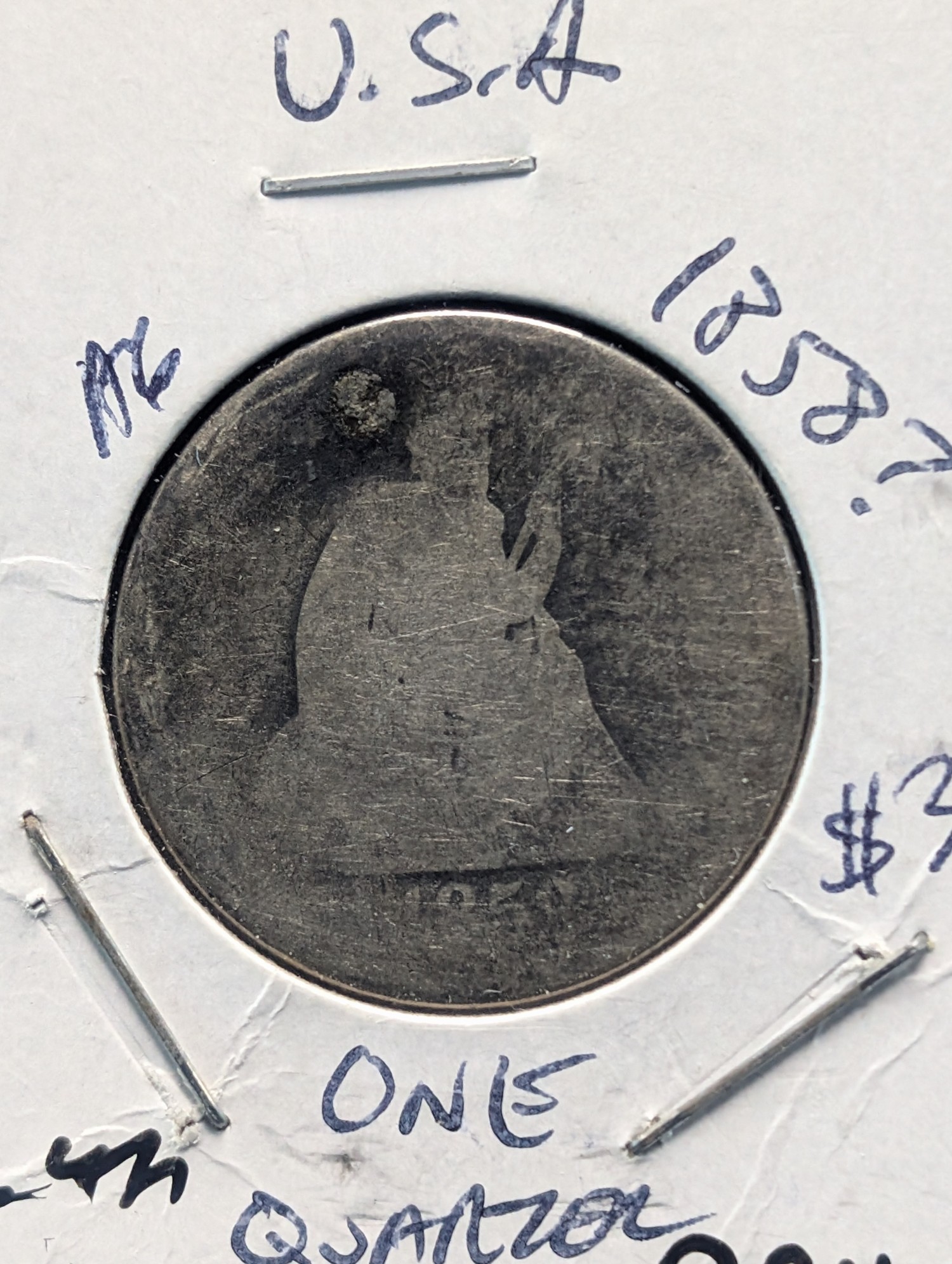 1858 Seated Liberty 90% Silver Quarter - Almost 170 Years Old!