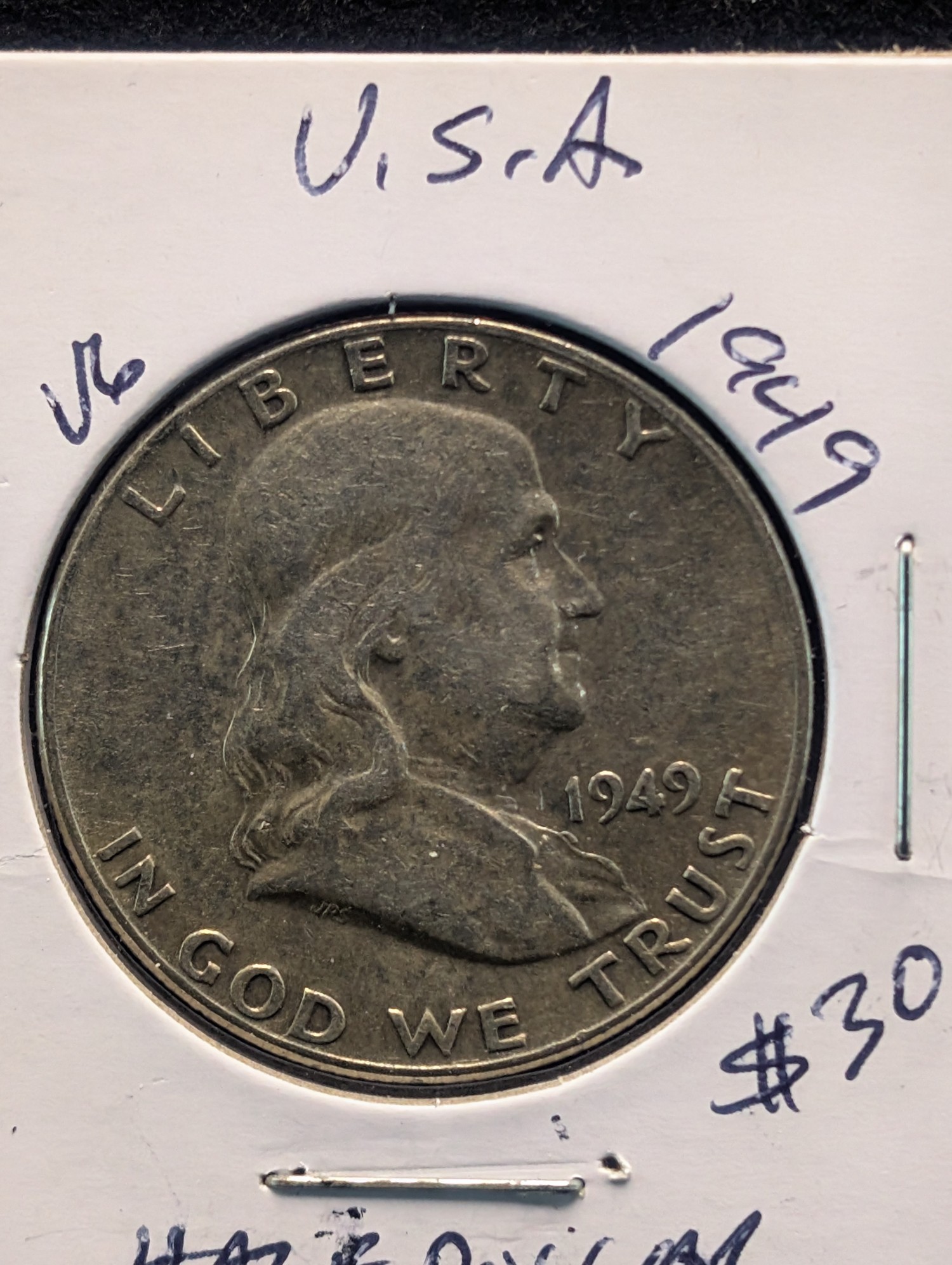 1949 Franklin 90% Silver Half Dollar - Post WWII Era!