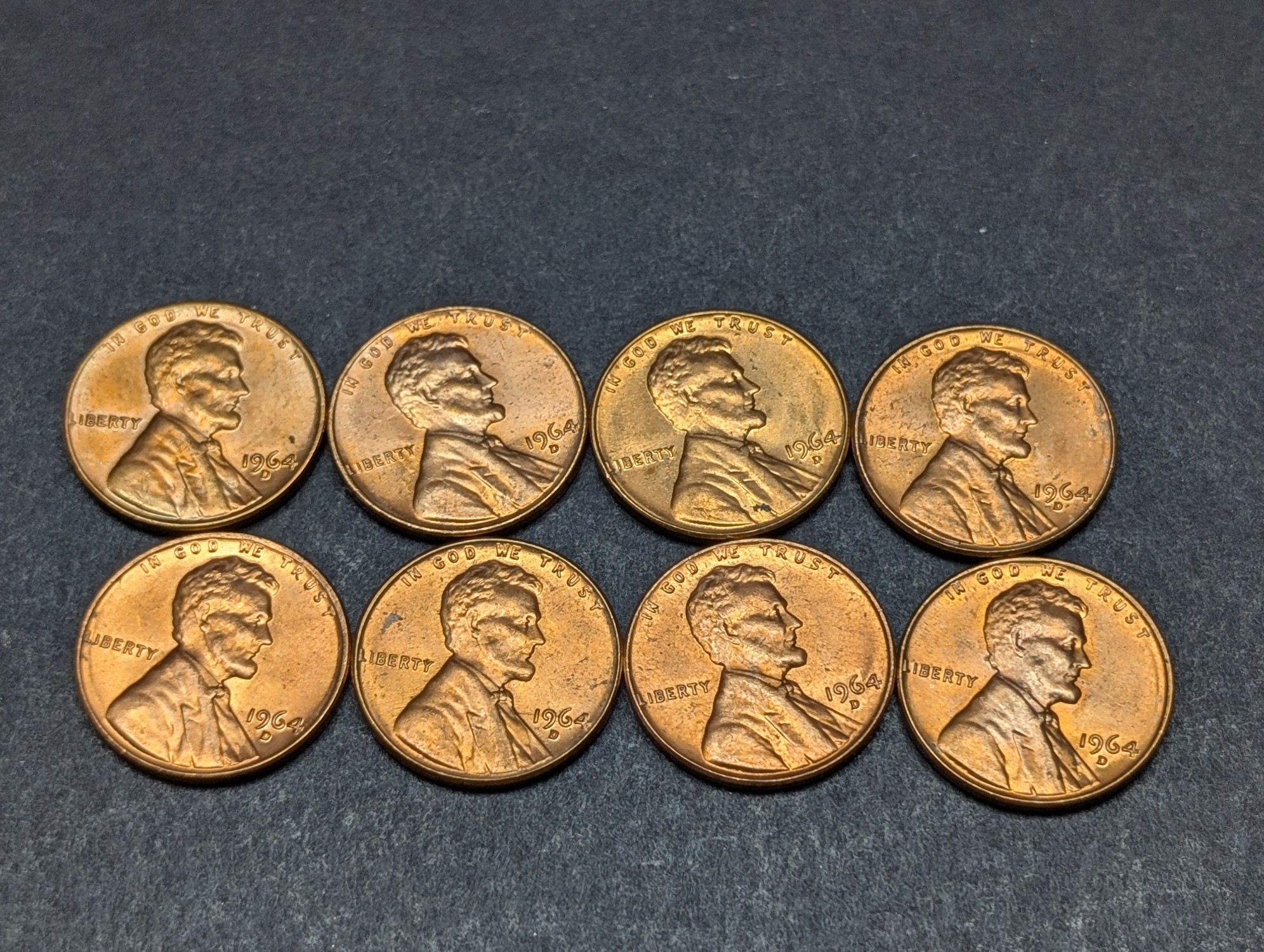 (8) 1964-D Lincoln Memorial Cents - Uncirculated