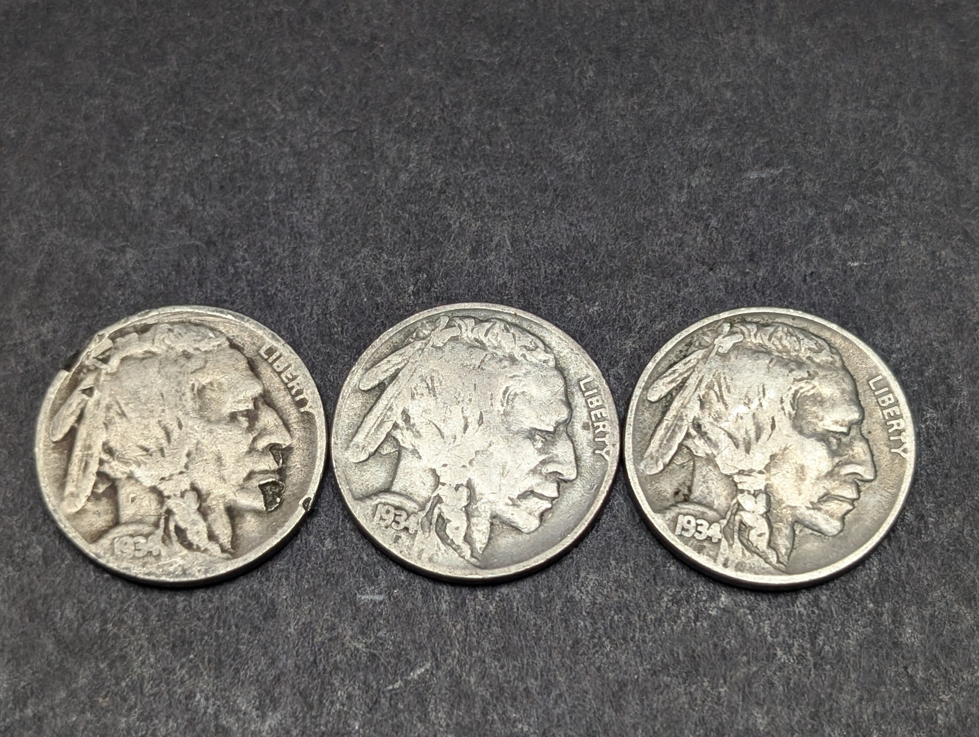 (10) 1934 P&D Indian Head Buffalo Nickels