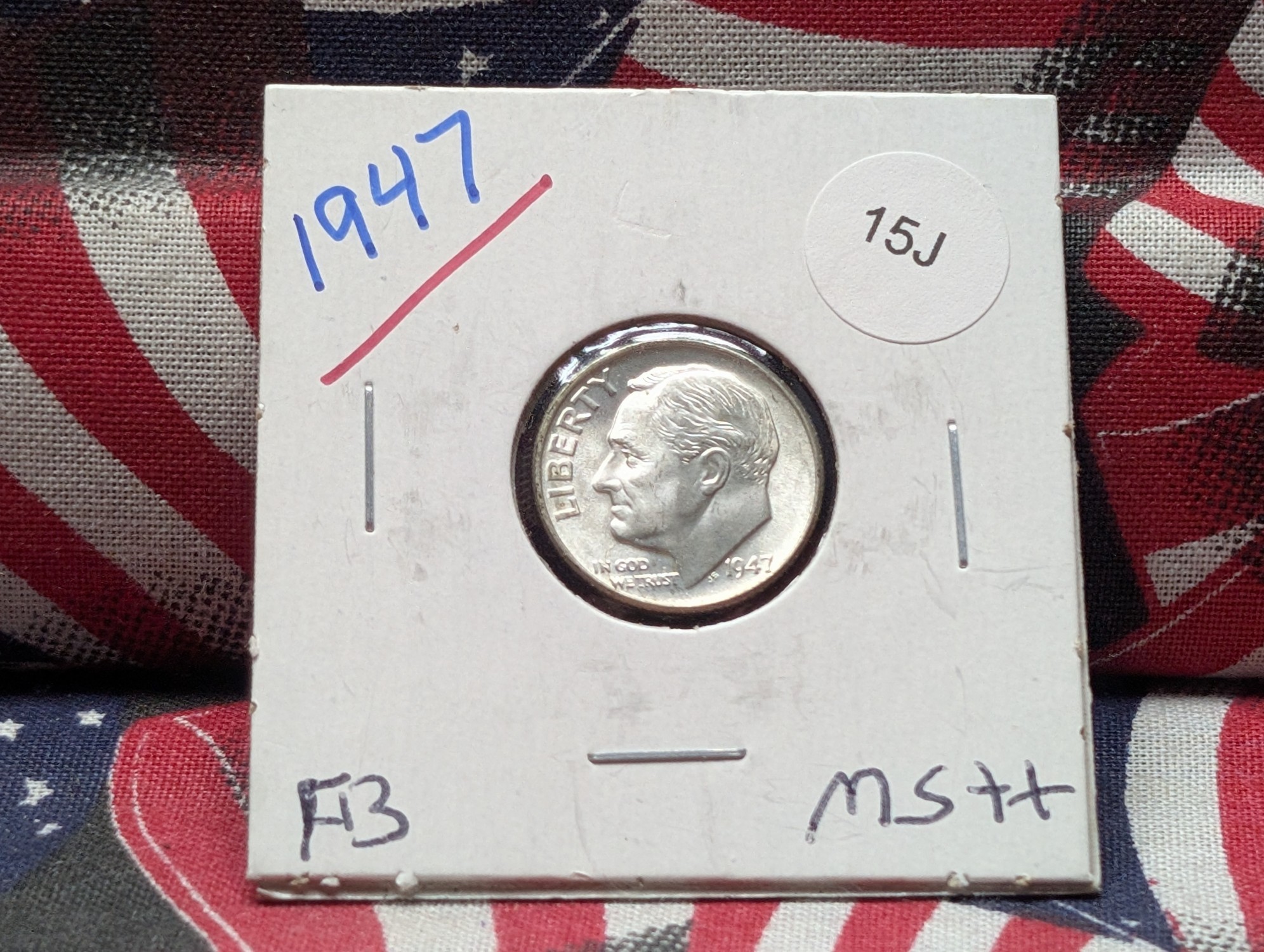 1947 Roosevelt 90% Silver Dime - Full Bands