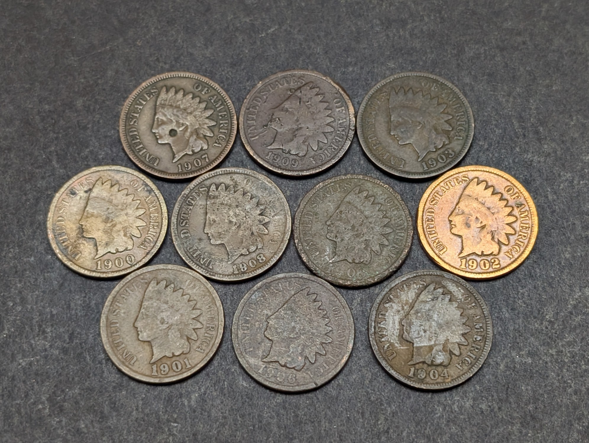 1900-1909 Indian Head Cents - Consecutive Dates