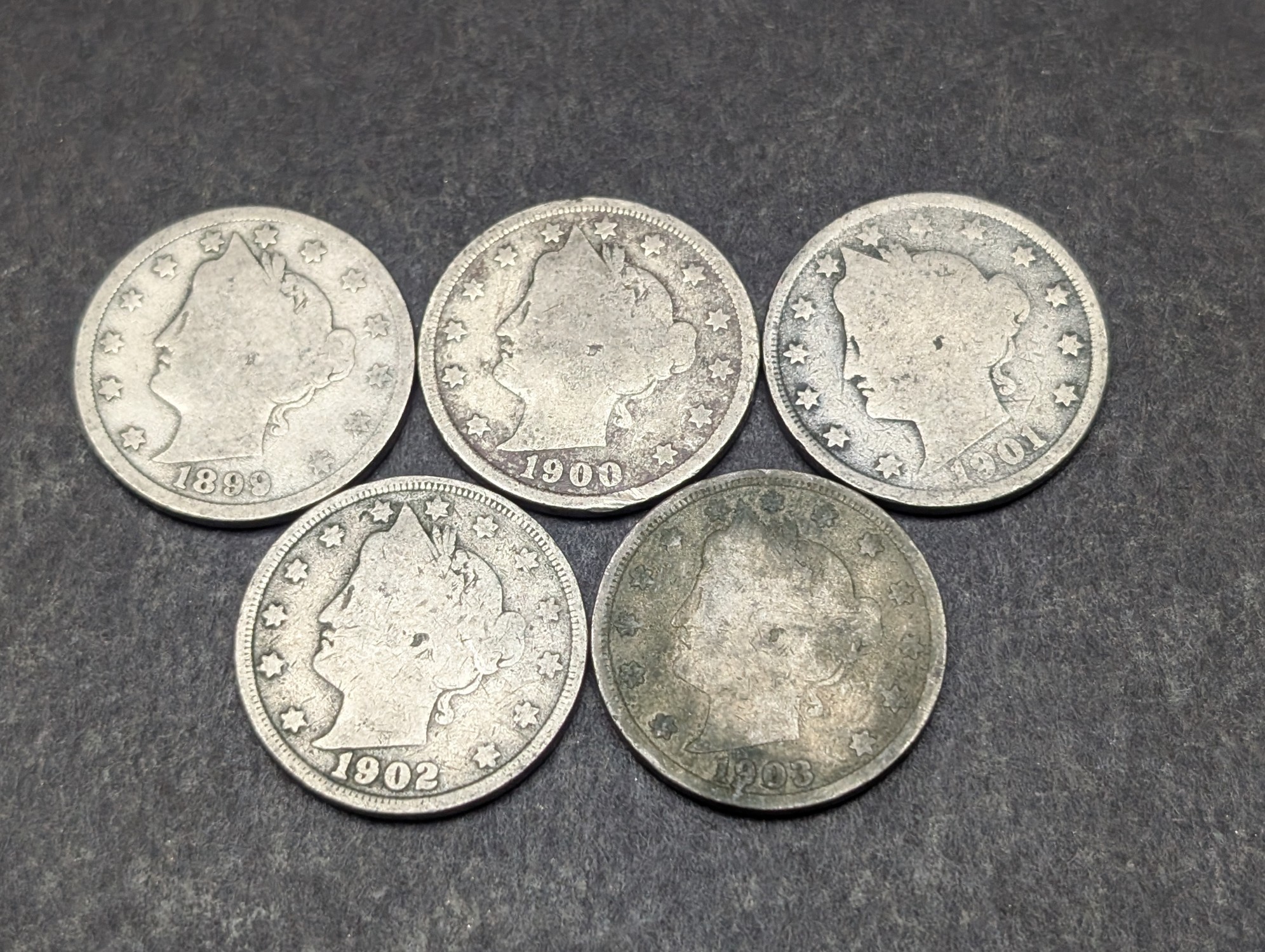 1899-1903 Liberty Head V Nickels - Consecutive Dates