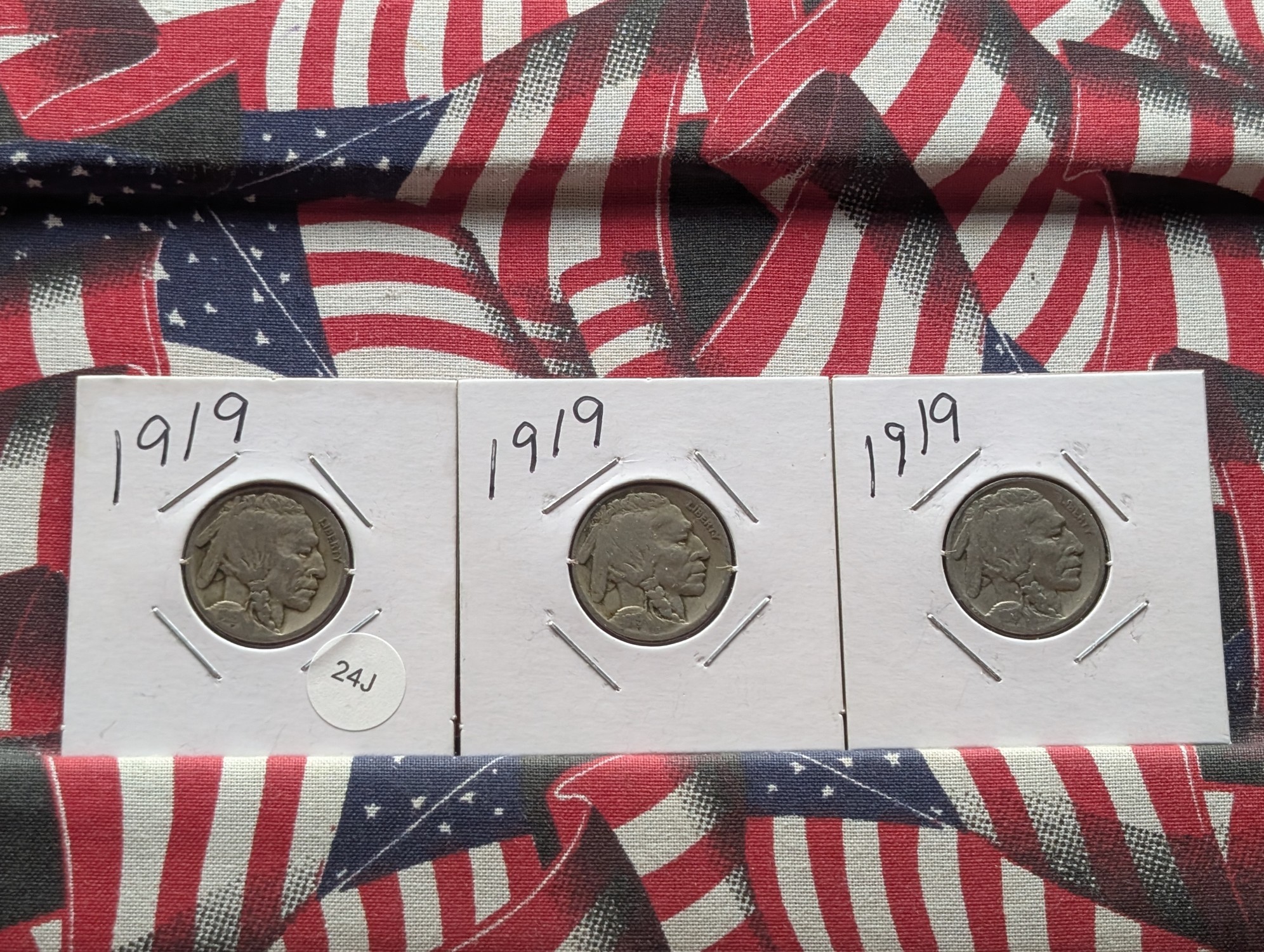 (3) 1919 Indian Head Buffalo Nickels