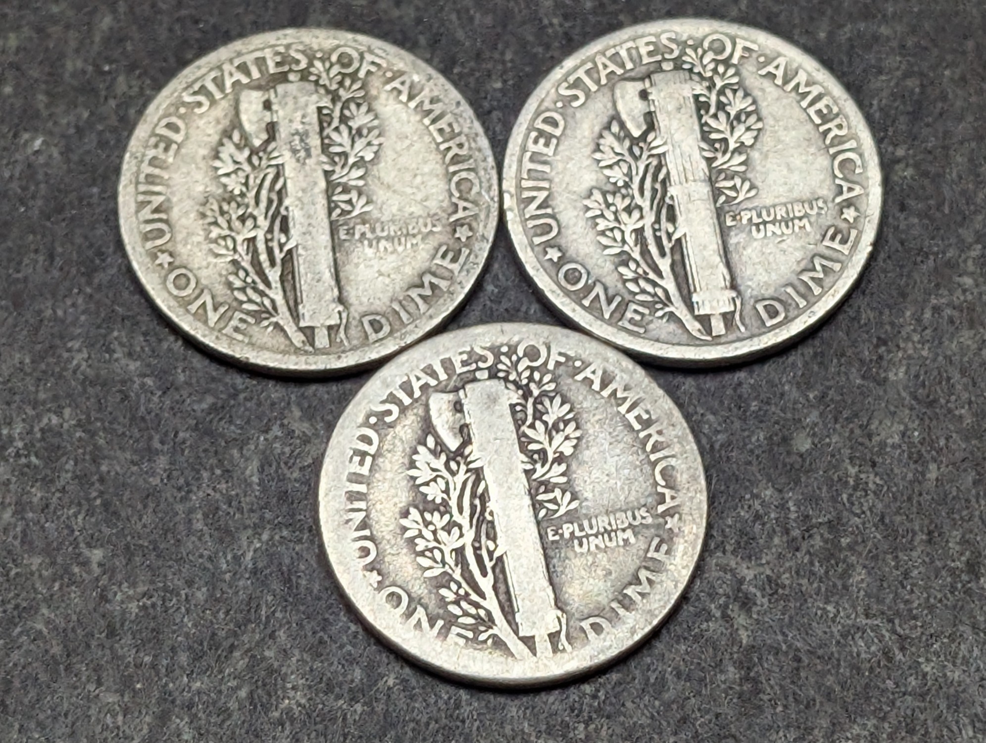 1926, 1936, & 1937 Mercury 90% Silver Dimes