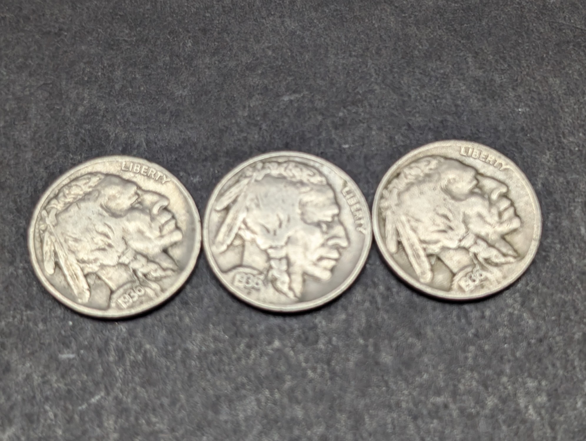 (10) 1936 Indian Head Buffalo Nickels