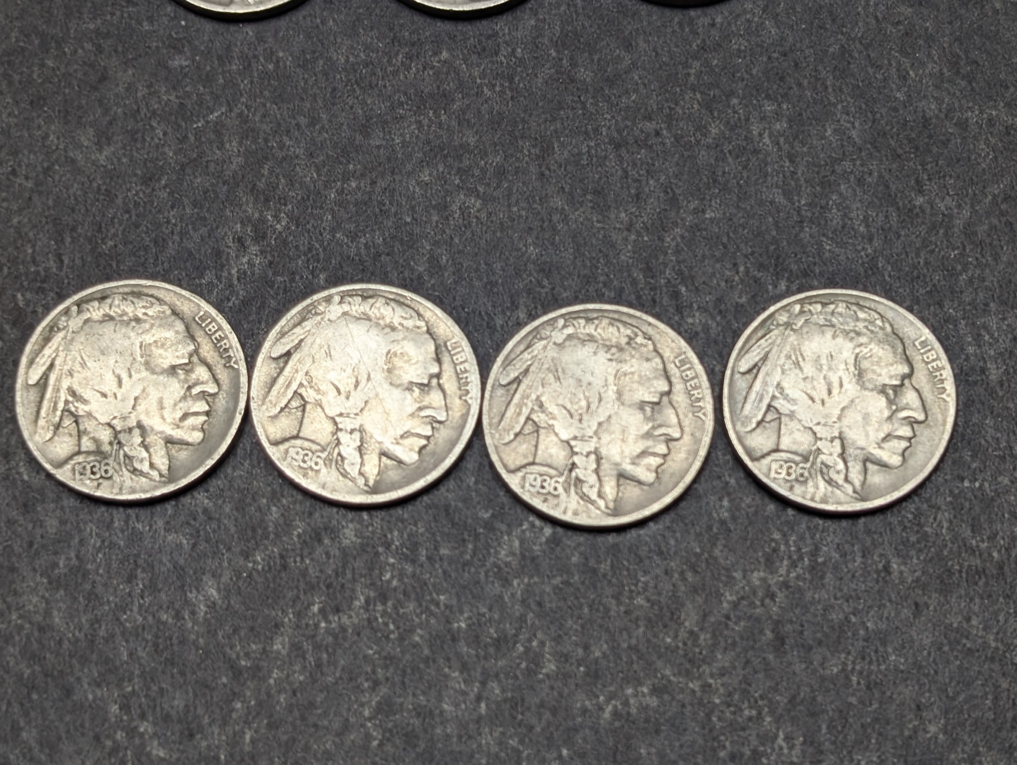 (10) 1936 Indian Head Buffalo Nickels