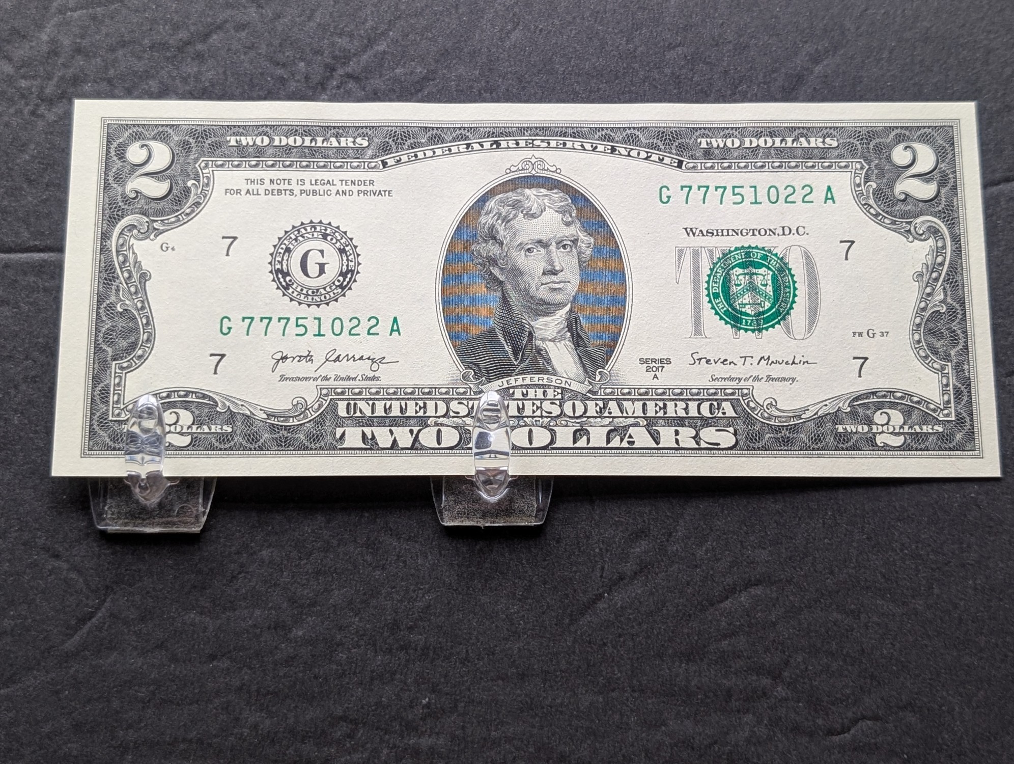 (5) 2017 A Series $2 Bills W/ Consecutive Serial Numbers - LUCKY SEVENS