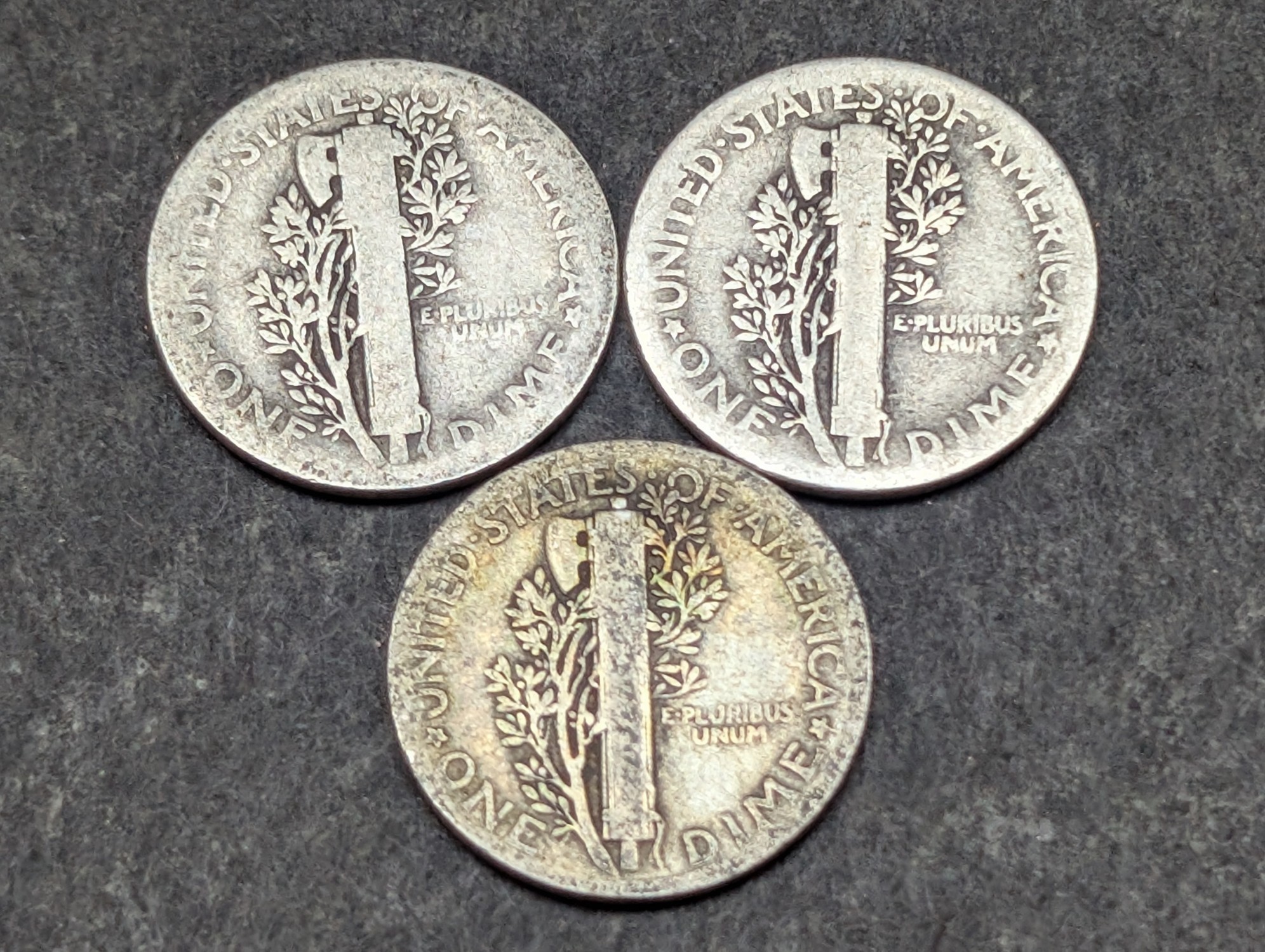 1926, 1935, & 1936 Mercury 90% Silver Dimes