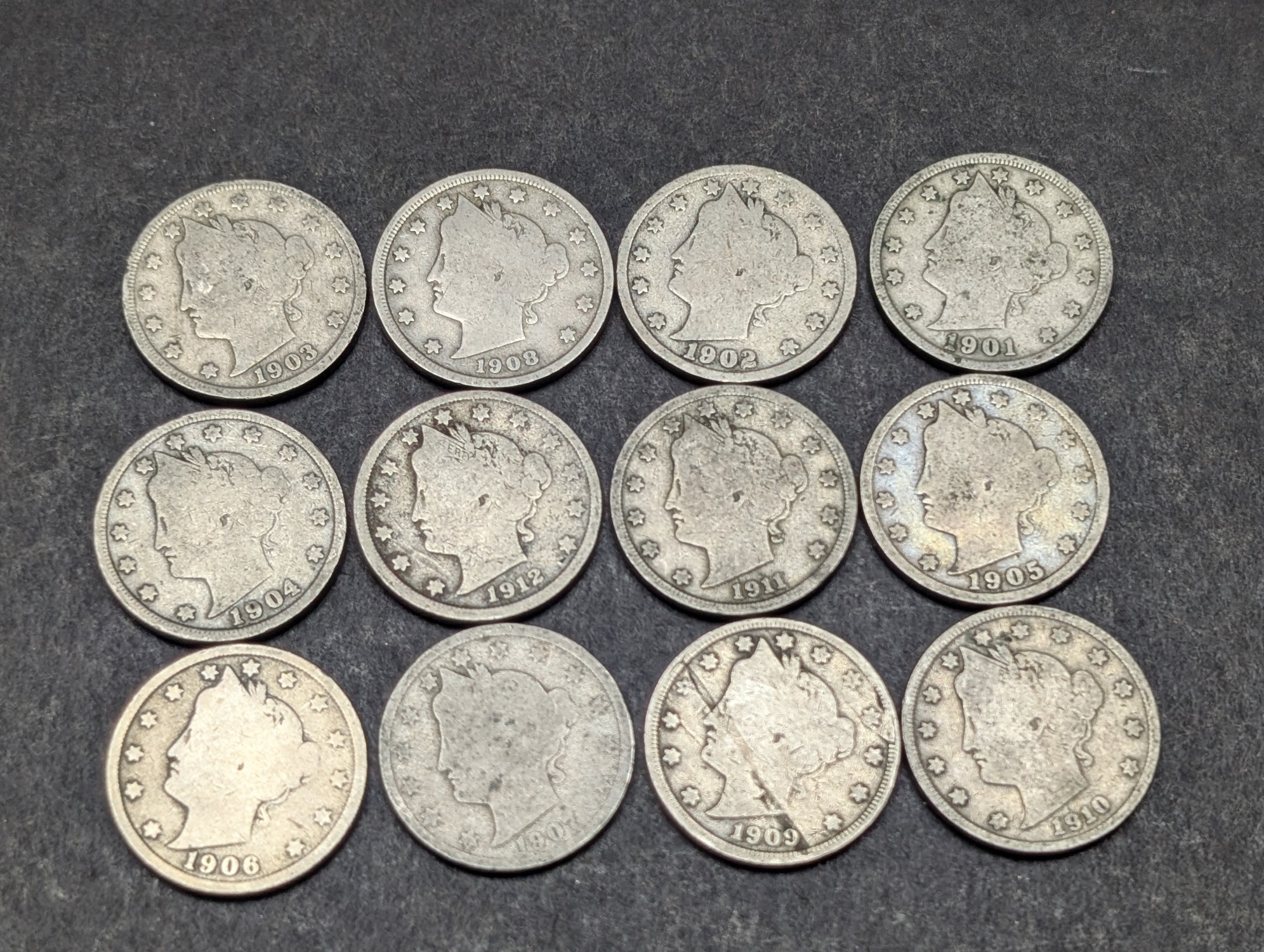 1901-1912 Liberty Head V Nickels - Consecutive Dates