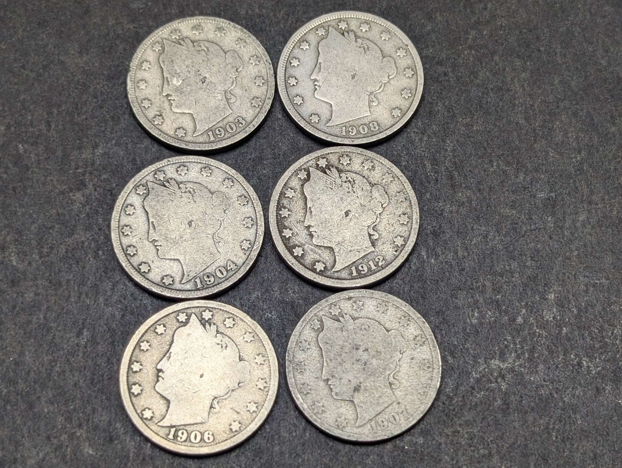 1901-1912 Liberty Head V Nickels - Consecutive Dates