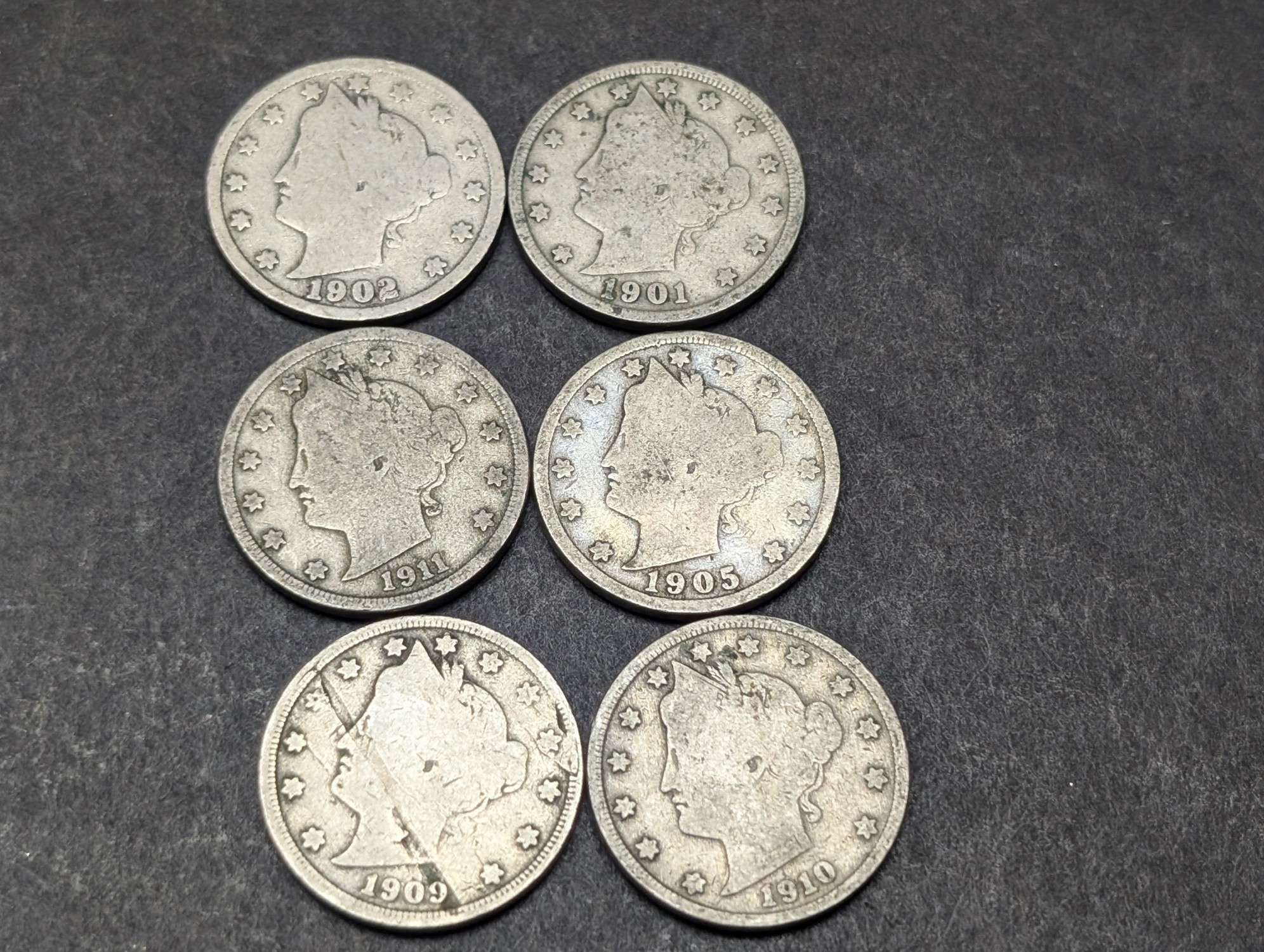 1901-1912 Liberty Head V Nickels - Consecutive Dates