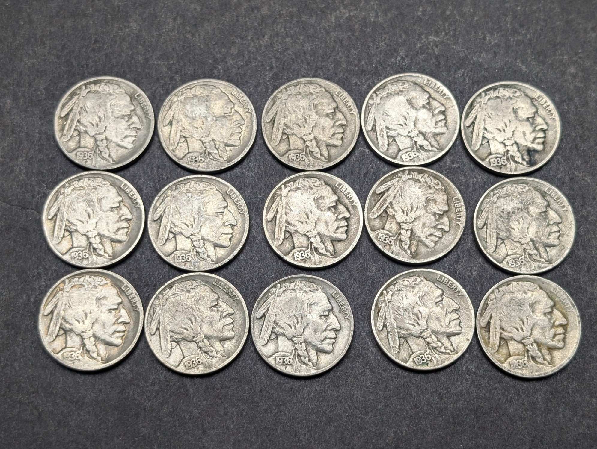 (30) 1936 Indian Head Buffalo Nickels - Mixed Mint Marks