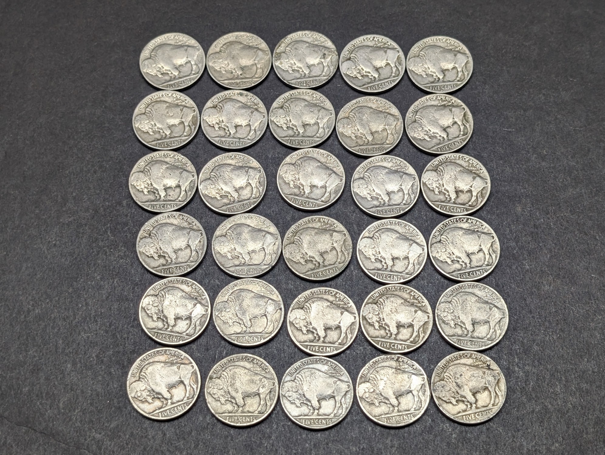 (30) 1936 Indian Head Buffalo Nickels - Mixed Mint Marks