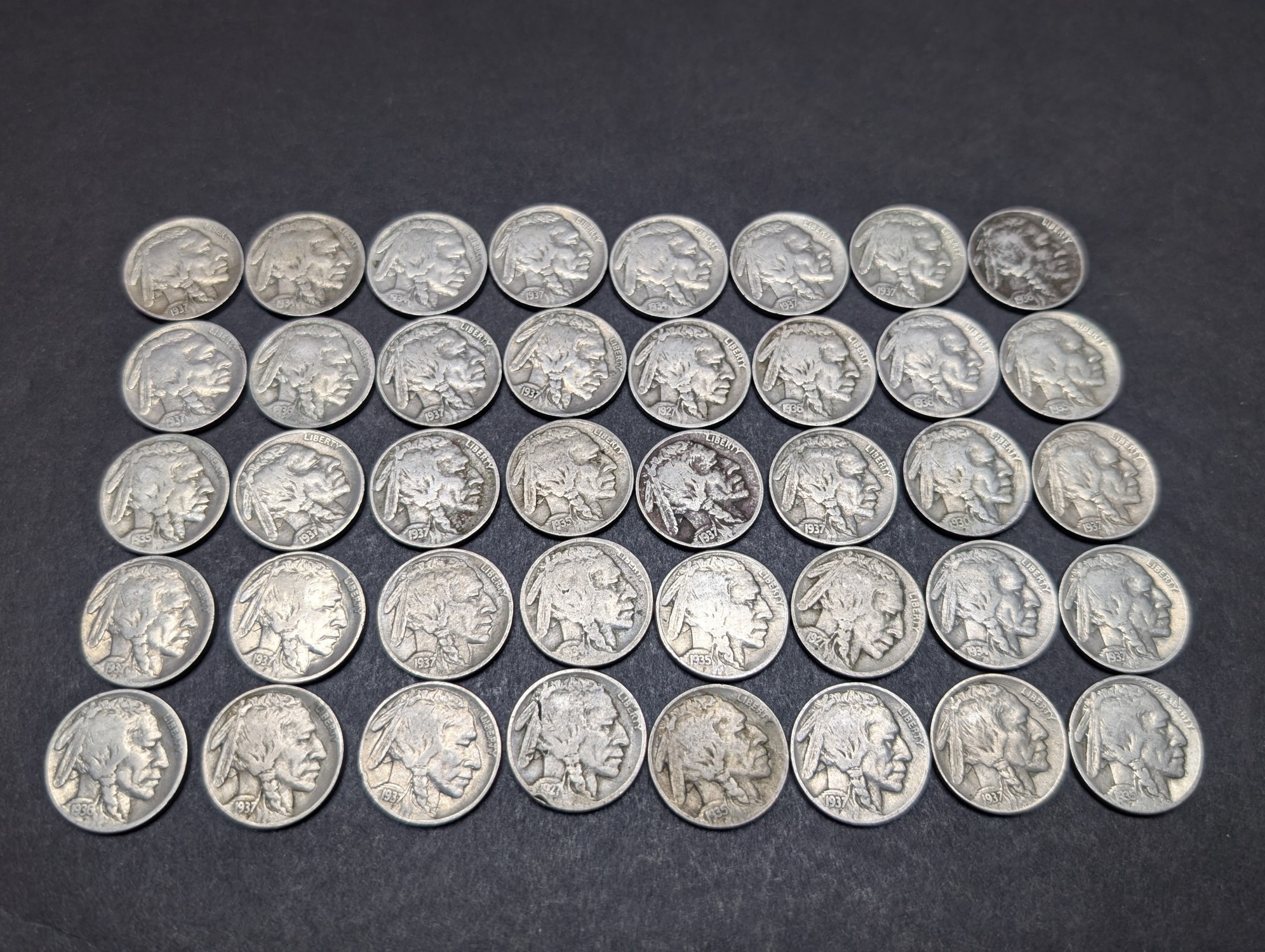 (40) 1930-1937 Indian Head Buffalo Nickels