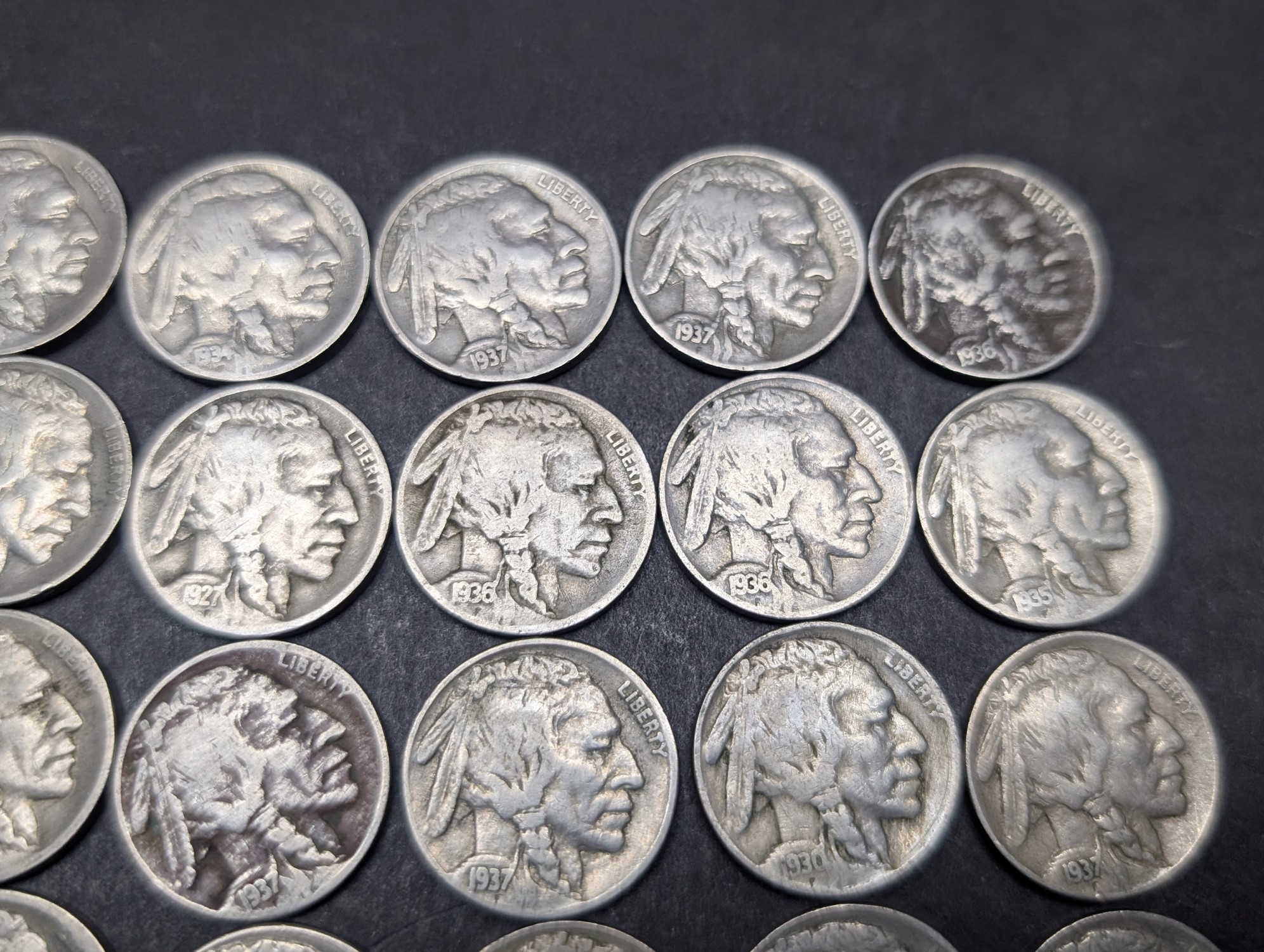 (40) 1930-1937 Indian Head Buffalo Nickels