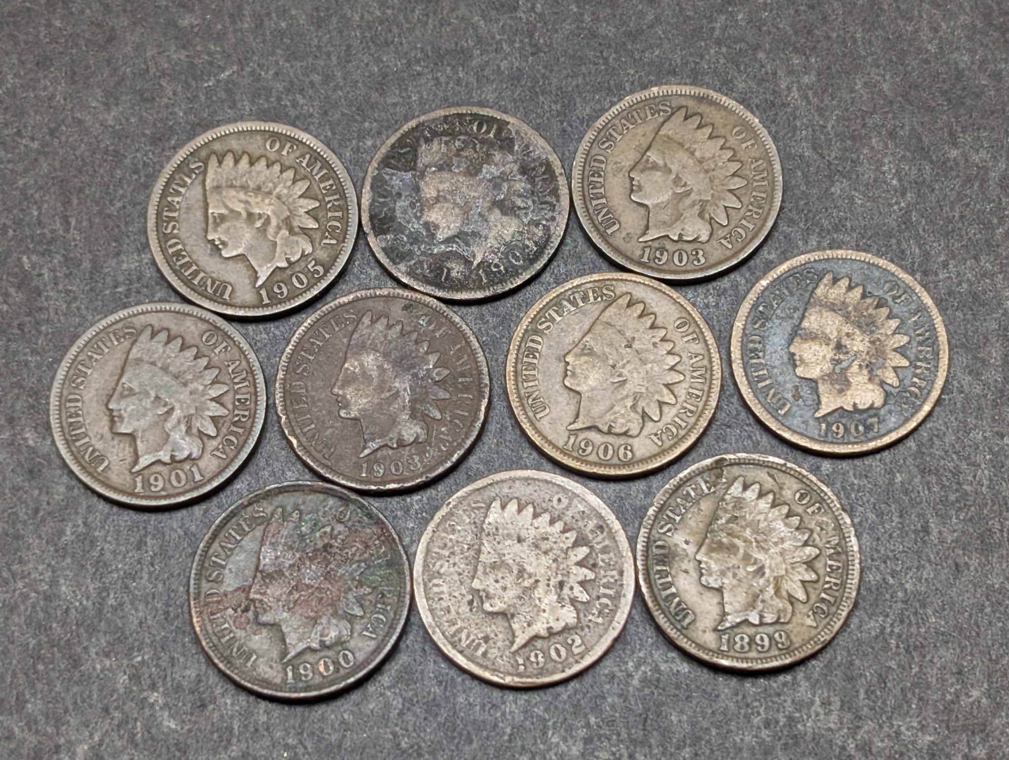 1899-1908 Indian Head Cents - Consecutive Dates