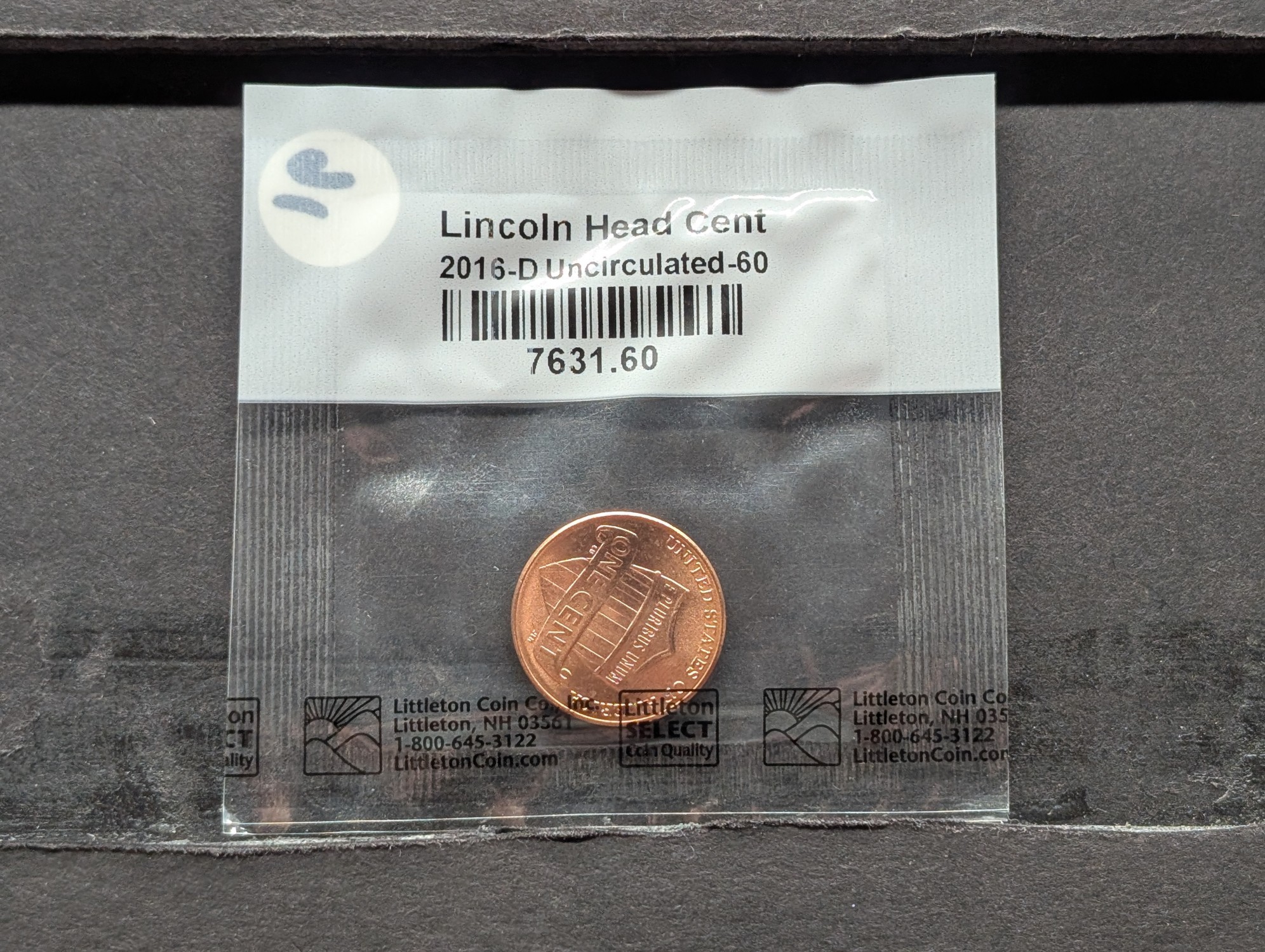 2016-D Lincoln Shield Cent, Uncirculated-60 in Littleton Package
