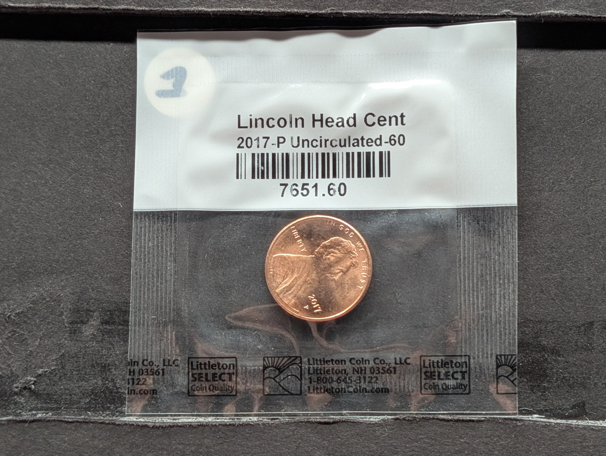 2017-P Lincoln Shield Cent, Uncirculated-60 in Littleton Package