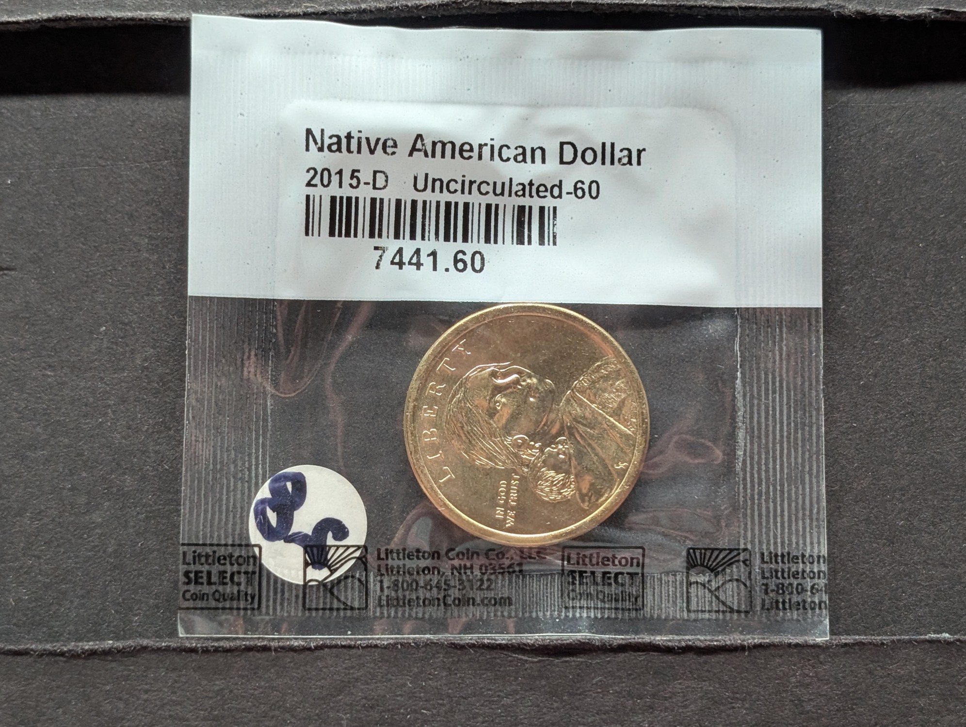 2015-D Sacagawea Native American Dollar, Uncirculated-60 in Littleton Package