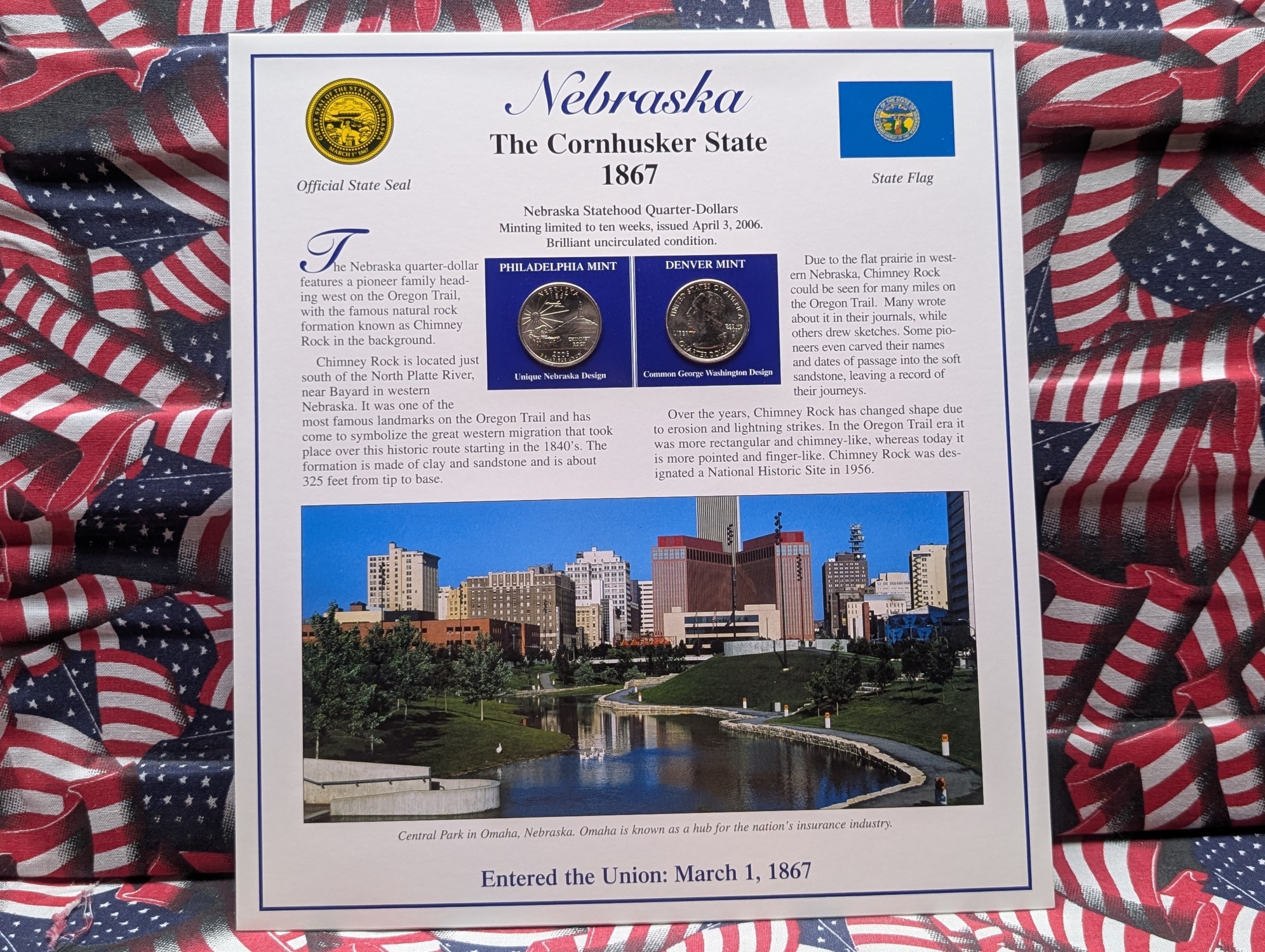 (5) 2006 P&D Uncirculated State Quarter Sets with Stamps in Binder Display Sheets