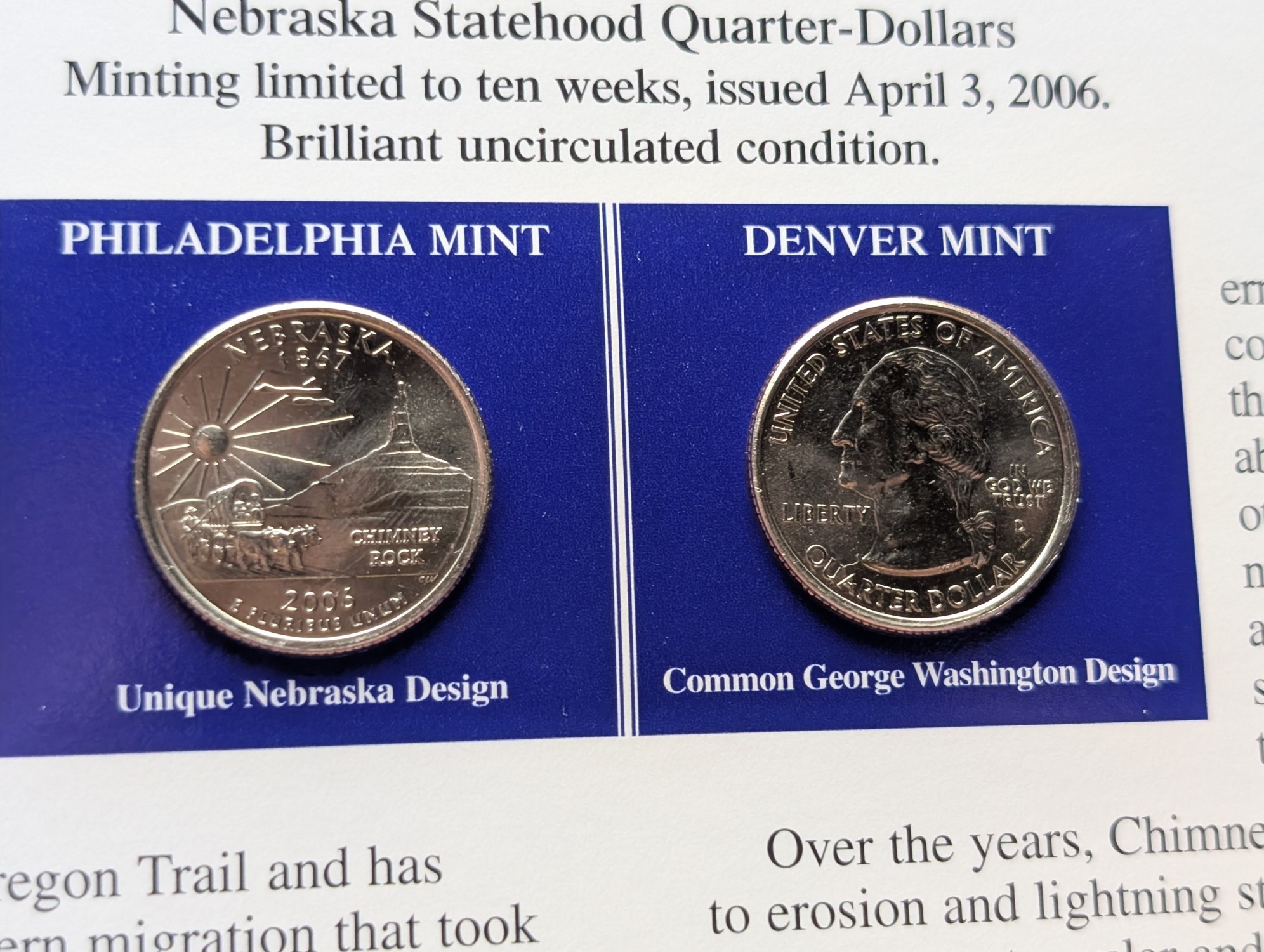 (5) 2006 P&D Uncirculated State Quarter Sets with Stamps in Binder Display Sheets