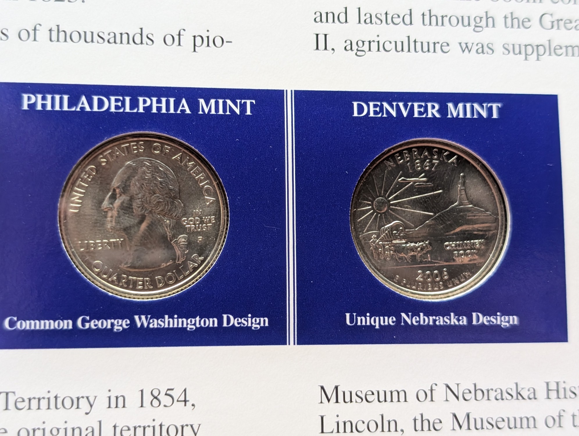 (5) 2006 P&D Uncirculated State Quarter Sets with Stamps in Binder Display Sheets