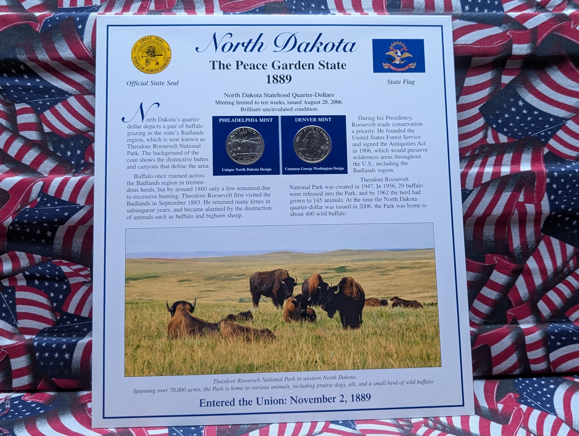 (5) 2006 P&D Uncirculated State Quarter Sets with Stamps in Binder Display Sheets
