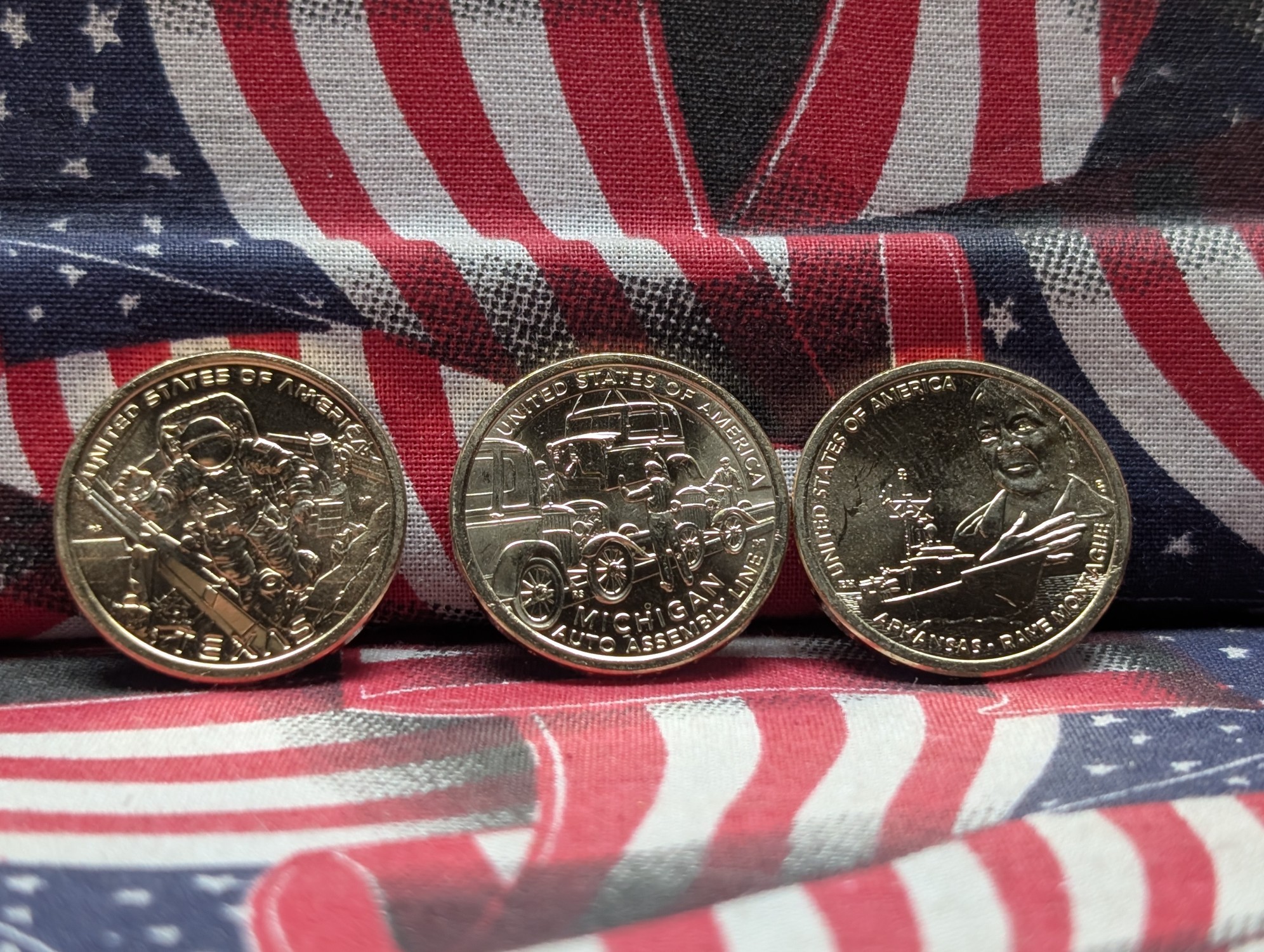 (3) 2025-D Uncirculated Innovation Dollars, Michigan, Arkansas, & Texas