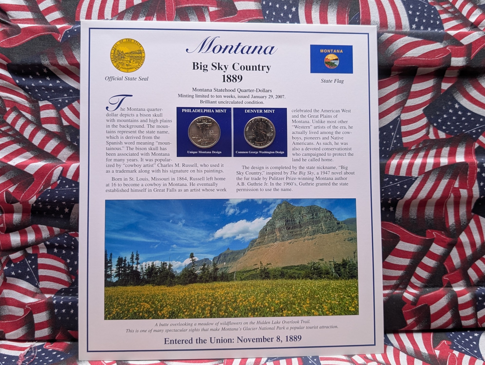 (5) 2007 P&D Uncirculated State Quarter Sets with Stamps in Binder Display Sheets