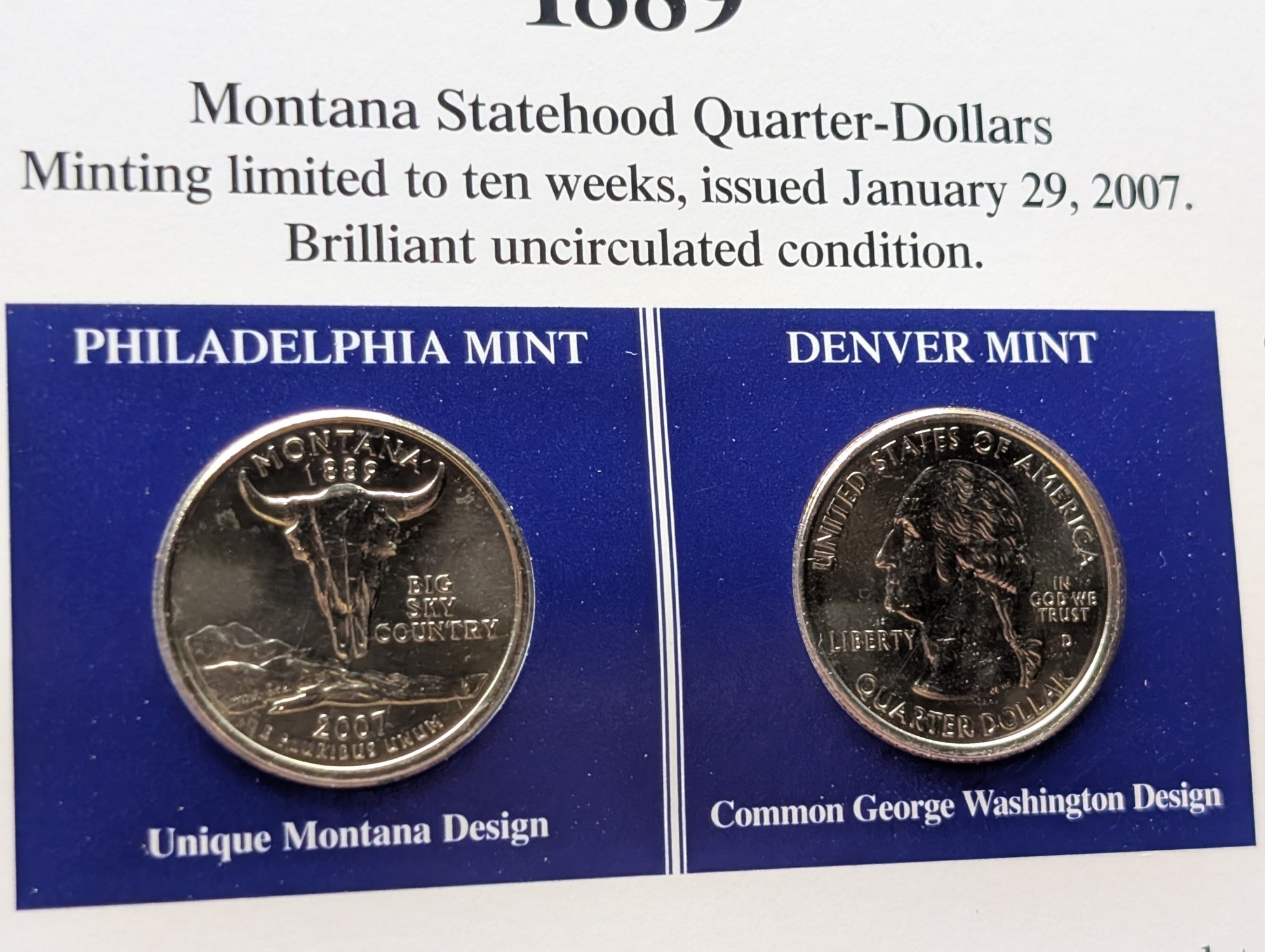 (5) 2007 P&D Uncirculated State Quarter Sets with Stamps in Binder Display Sheets