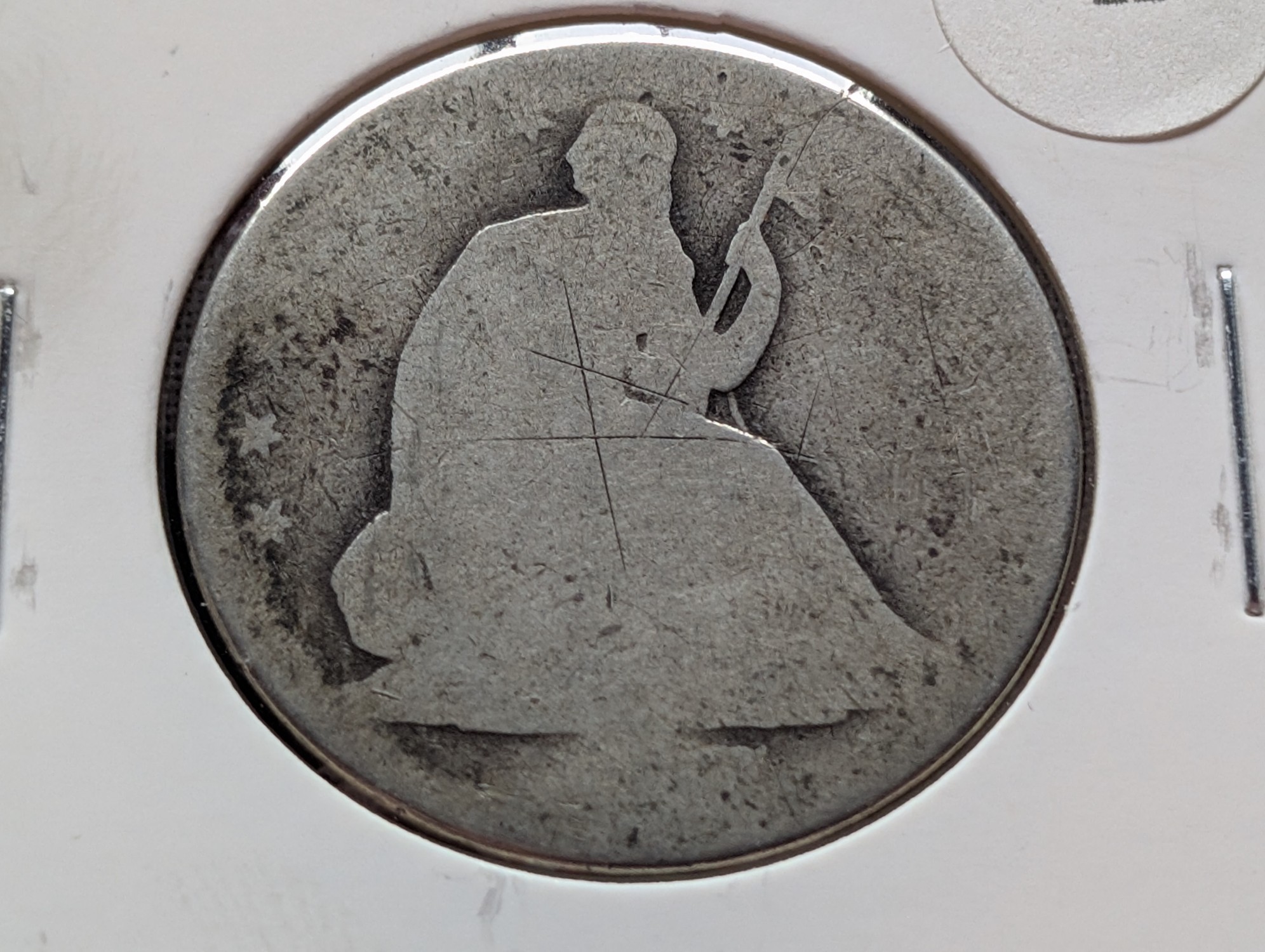 No Date Seated Liberty 90% Silver Half Dollar, Worn