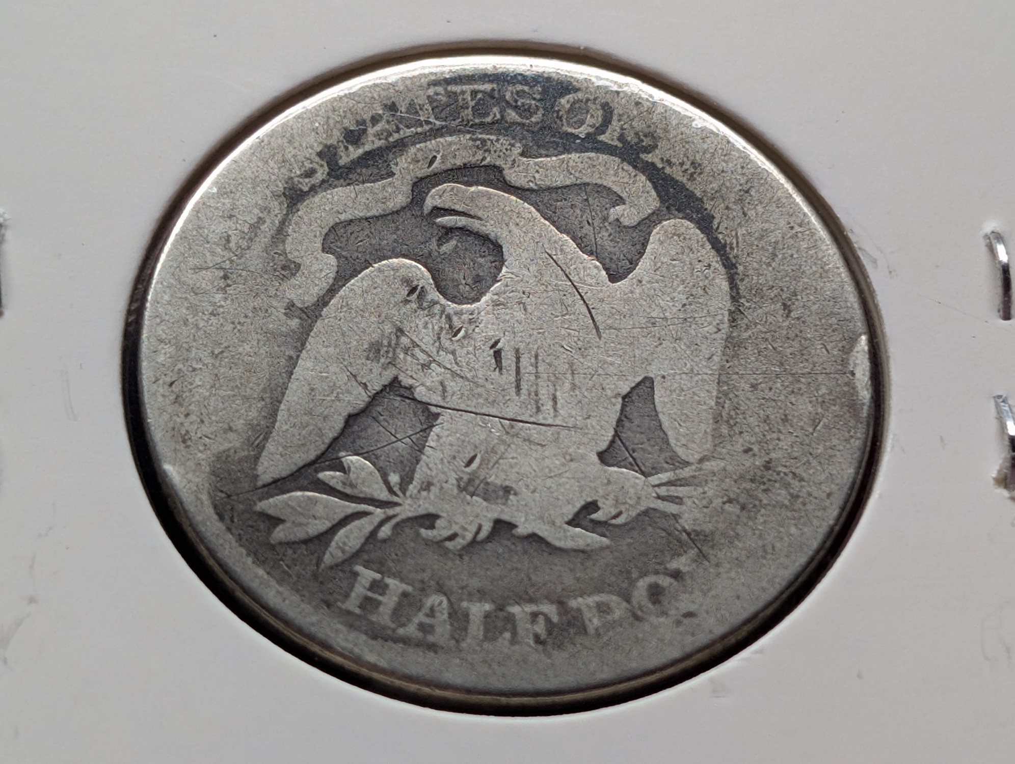 No Date Seated Liberty 90% Silver Half Dollar, Worn