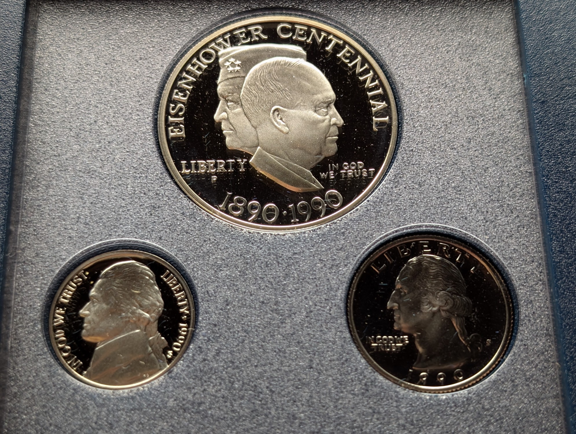 1990-S US Mint Prestige Proof Set W/ 1990-P 90% Silver Eisenhower Centennial Commemorative Proof Dollar