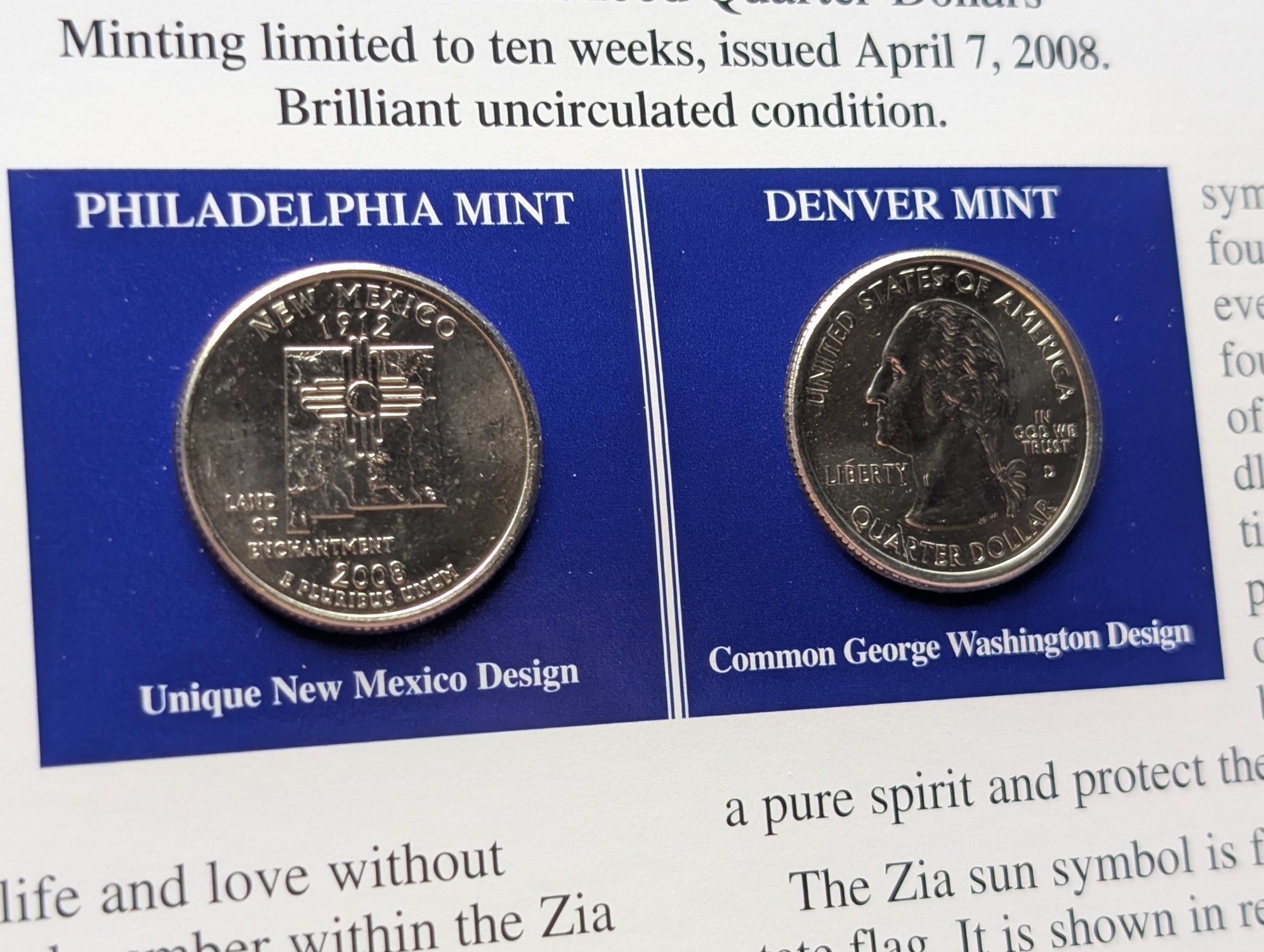 (5) 2008 P&D Uncirculated State Quarter Sets with Stamps in Binder Display Sheets