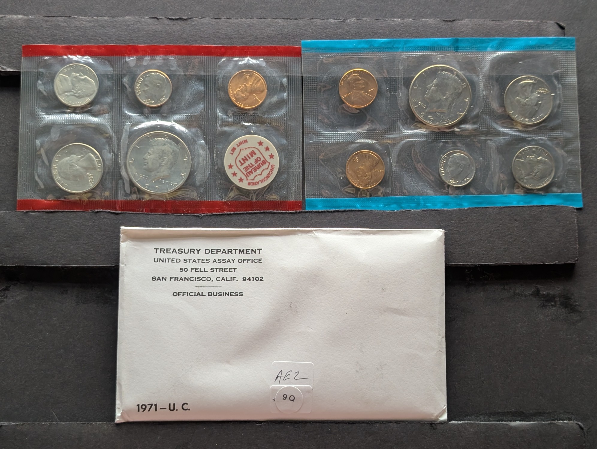 1971 P&D Unc. U.S. Mint Coin Set in OGP - Includes "S" Mint Mark Cent